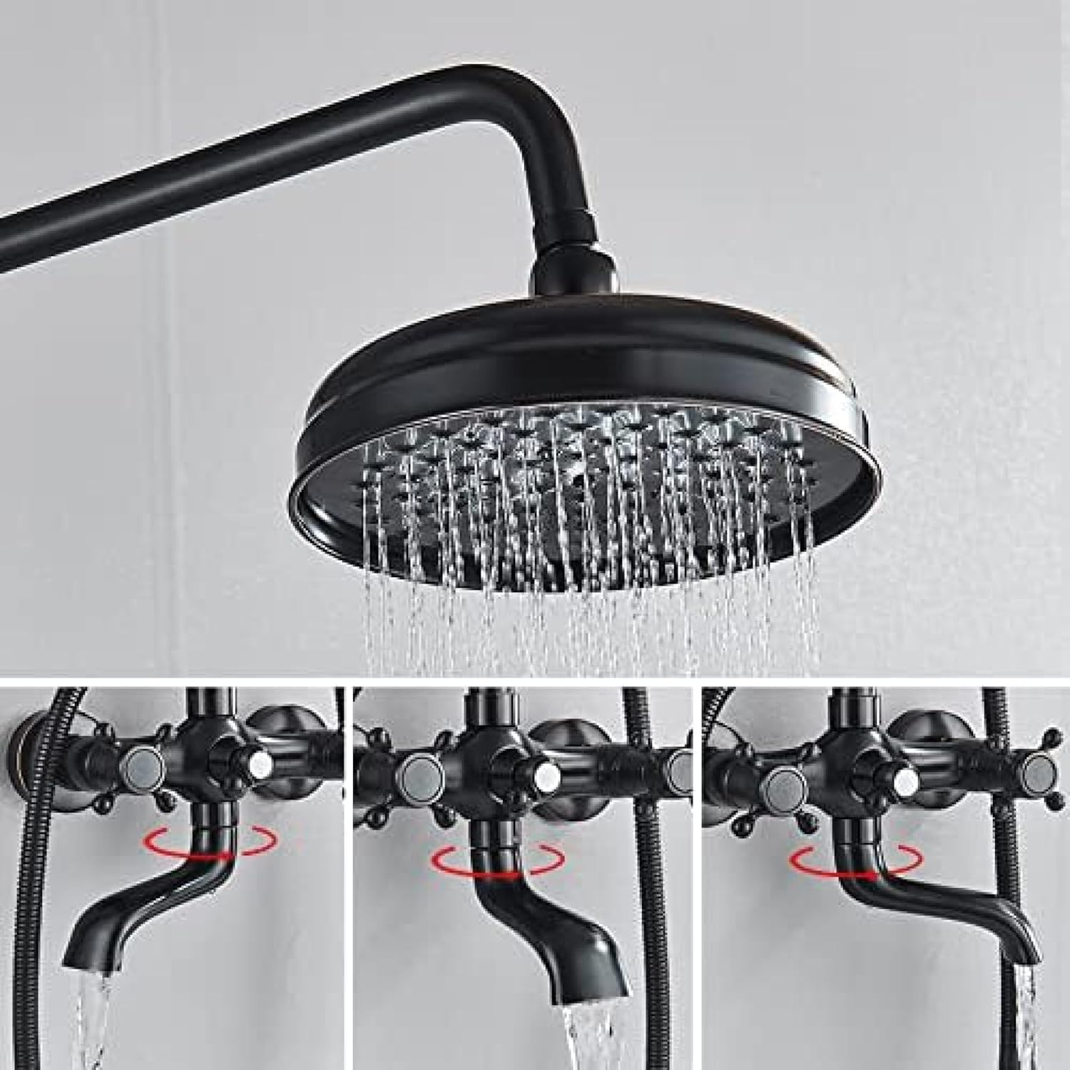 TECKI Dual Handle Bath Shower Trim System Black Brass