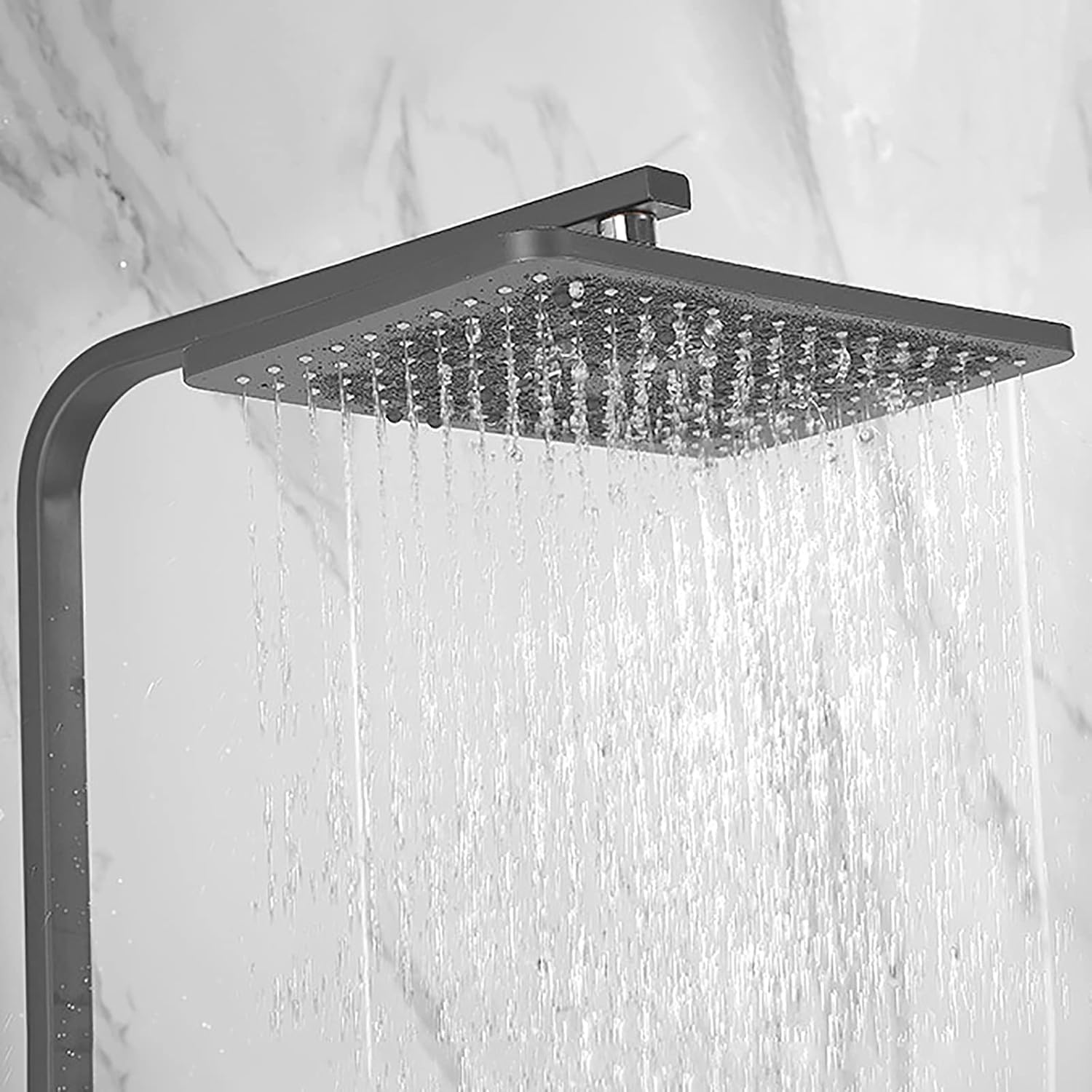 Gray Brass Rain Shower Combo Set with 3 Mode Handheld