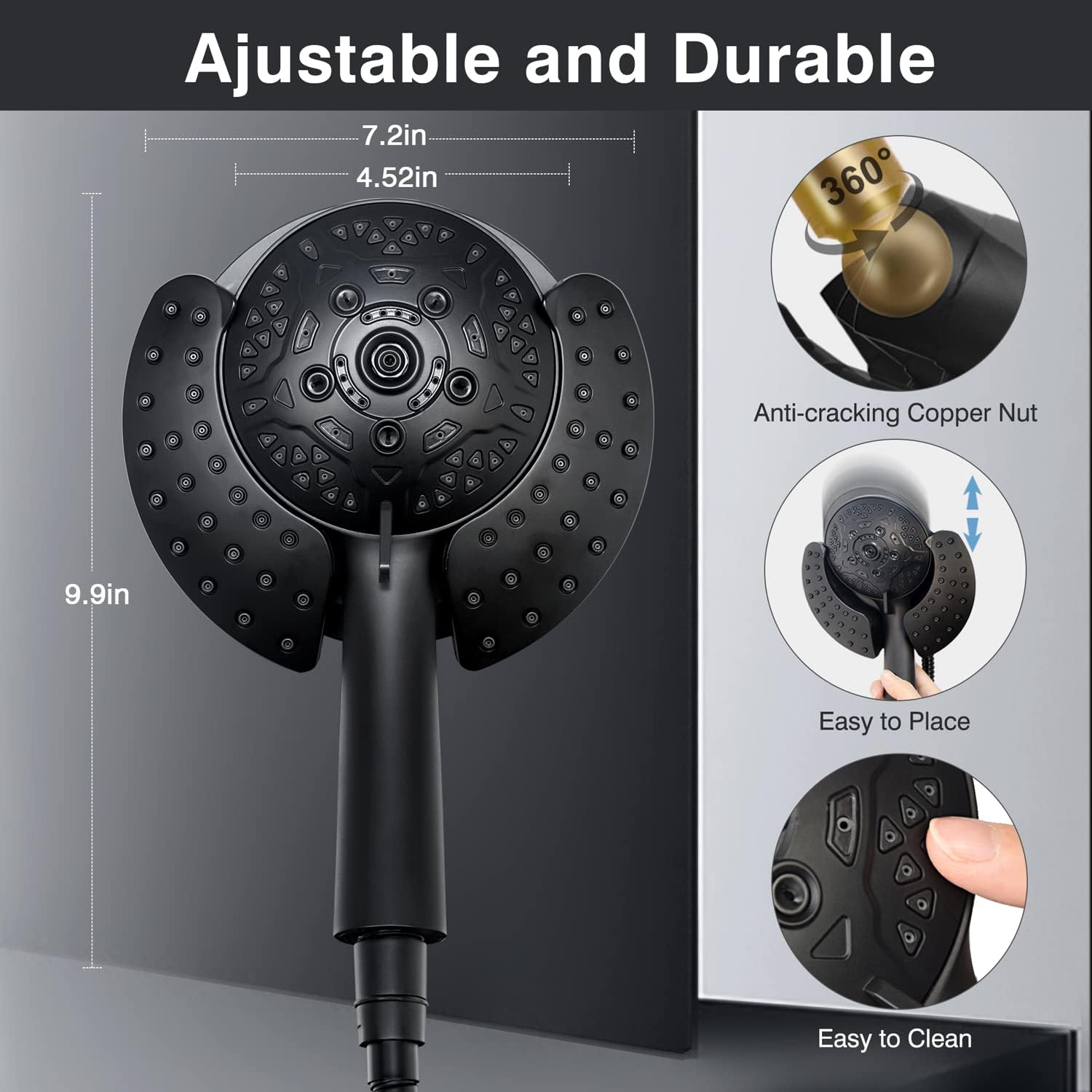 INAVAMZ 2-IN-1 Handheld Shower Head Combo with 60 Hose