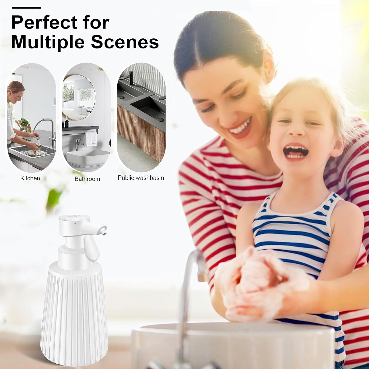 MoKasi 85oz Automatic Soap Dispenser - Touchless Adjustable Volume Durable White Resin