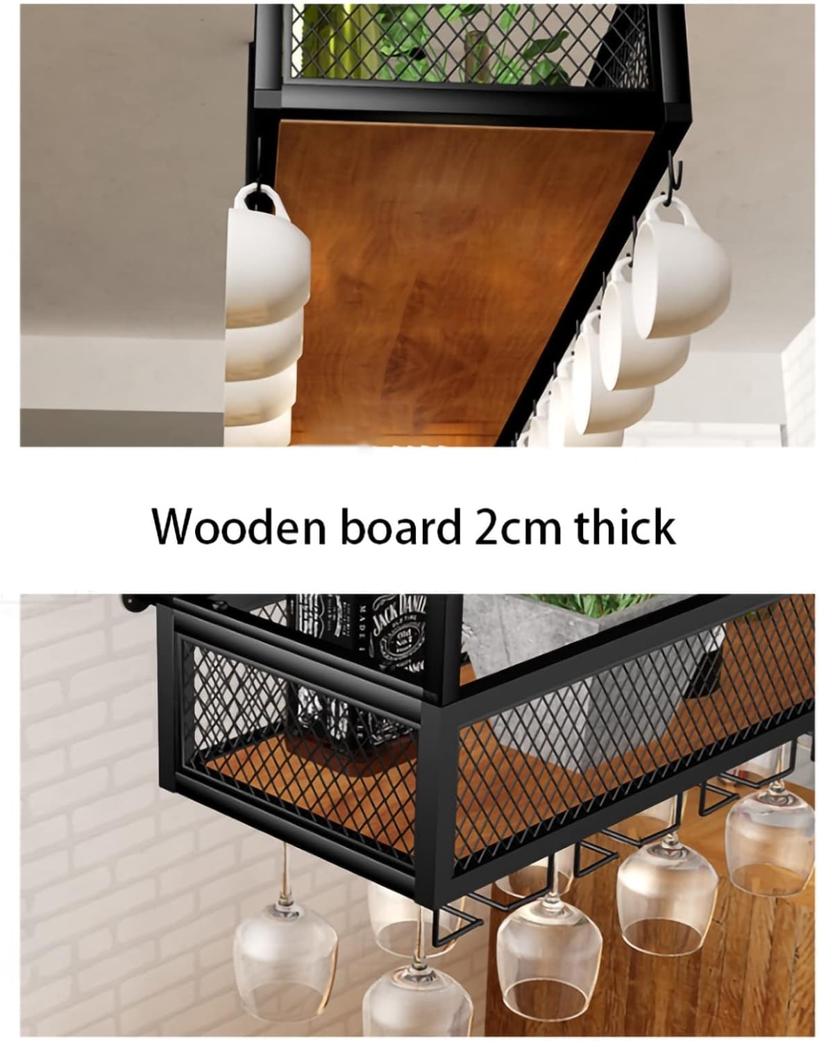 ZJDYDY Wall-Mounted Wine Rack with Glass Holder 1