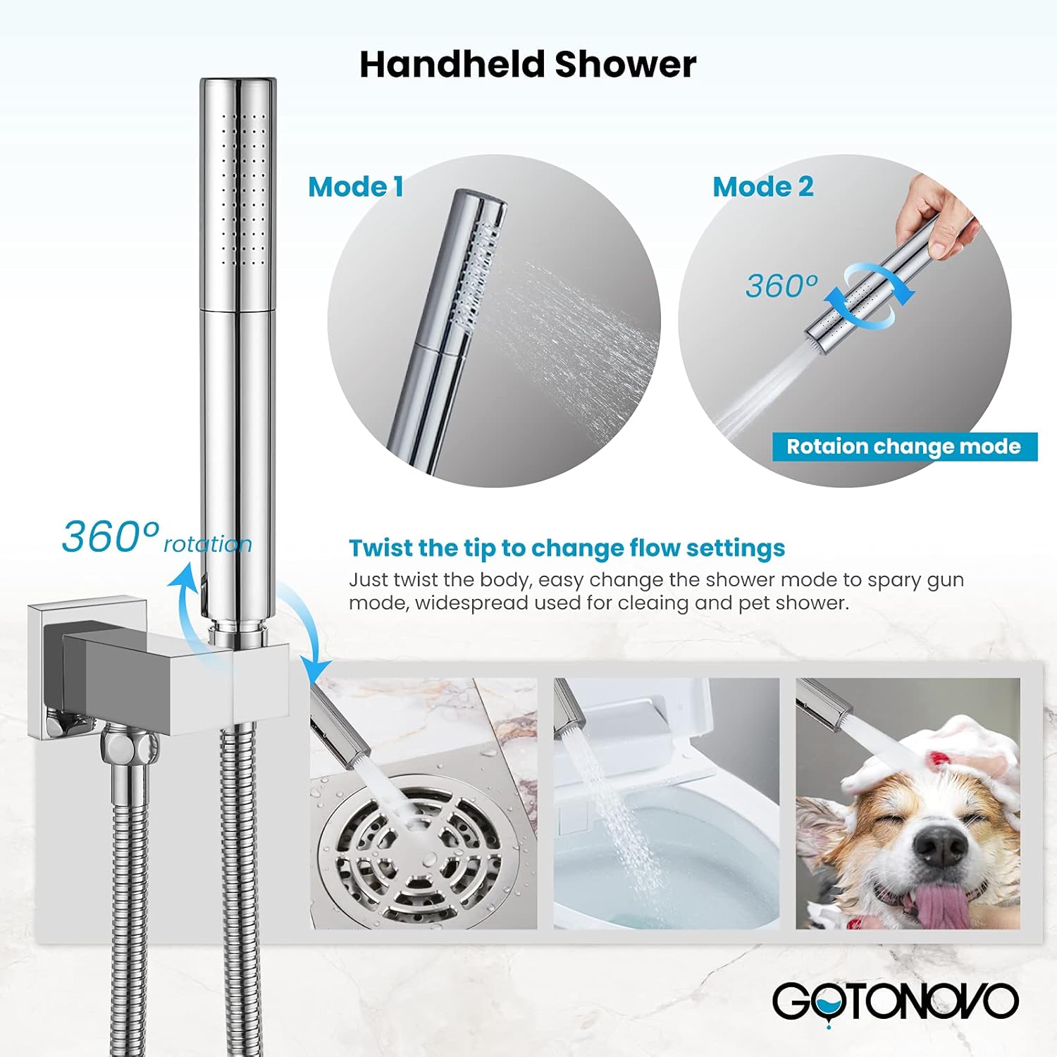 gotonovo Chrome Polished Ceiling Mount Shower Faucet Set