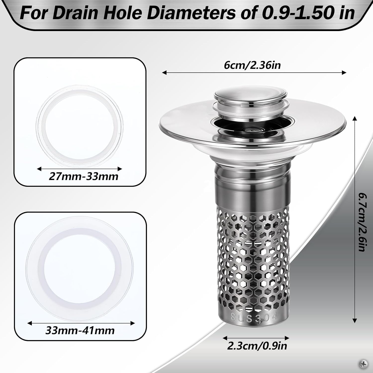 LLOUSSAK Drain Stopper with Anti-Clogging Basket