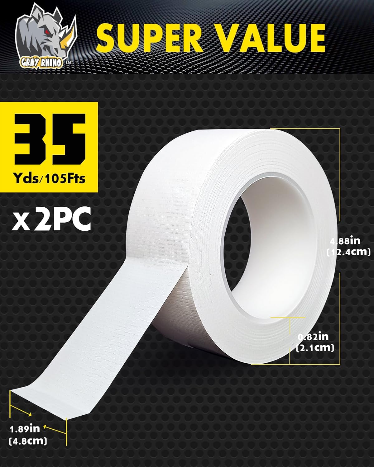 GRAY RHINO Heavy Duty Waterproof Duct Tape - 188in 105ft35yd