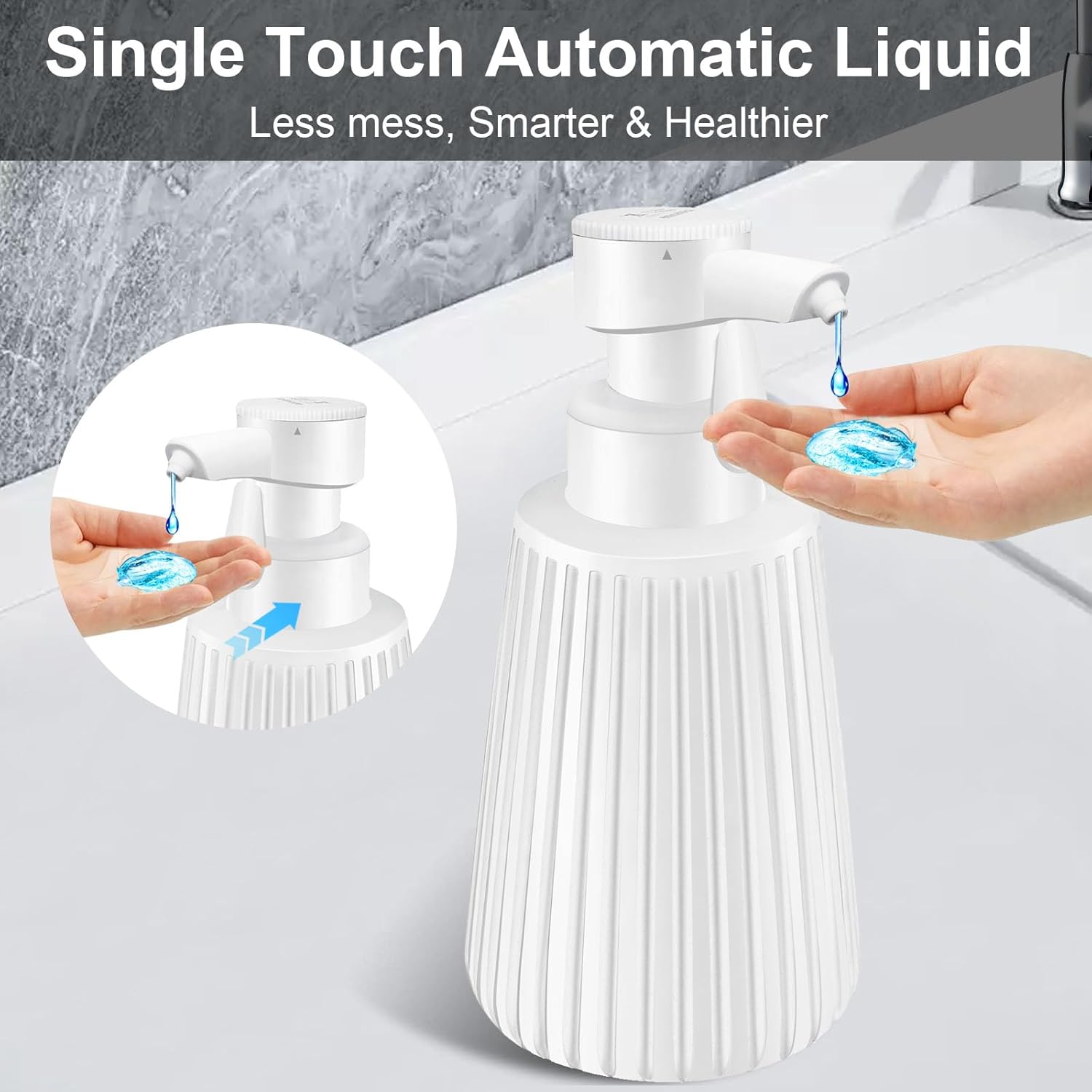MoKasi 85oz Automatic Soap Dispenser - Touchless Adjustable Volume Durable White Resin