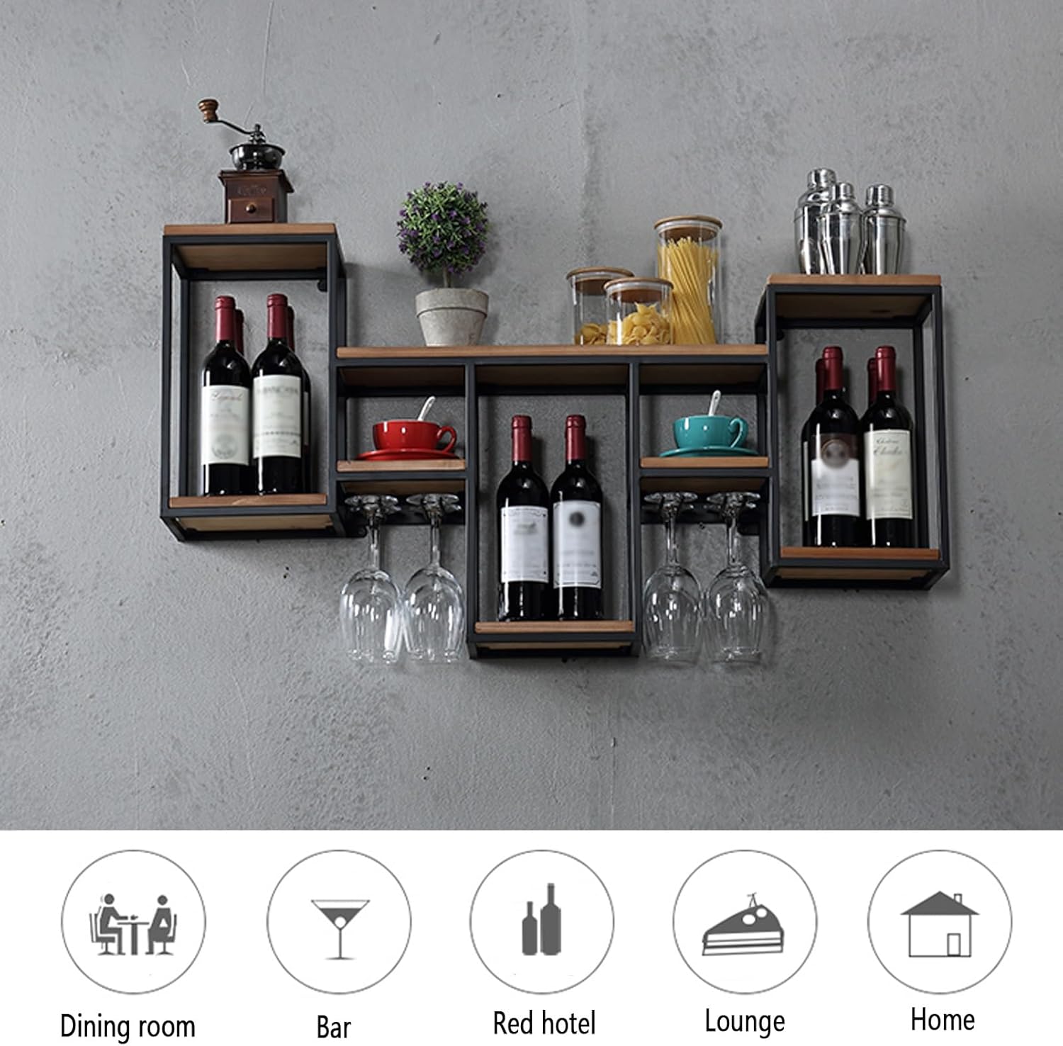 ERICAT Wall Mounted Wine Racks Black