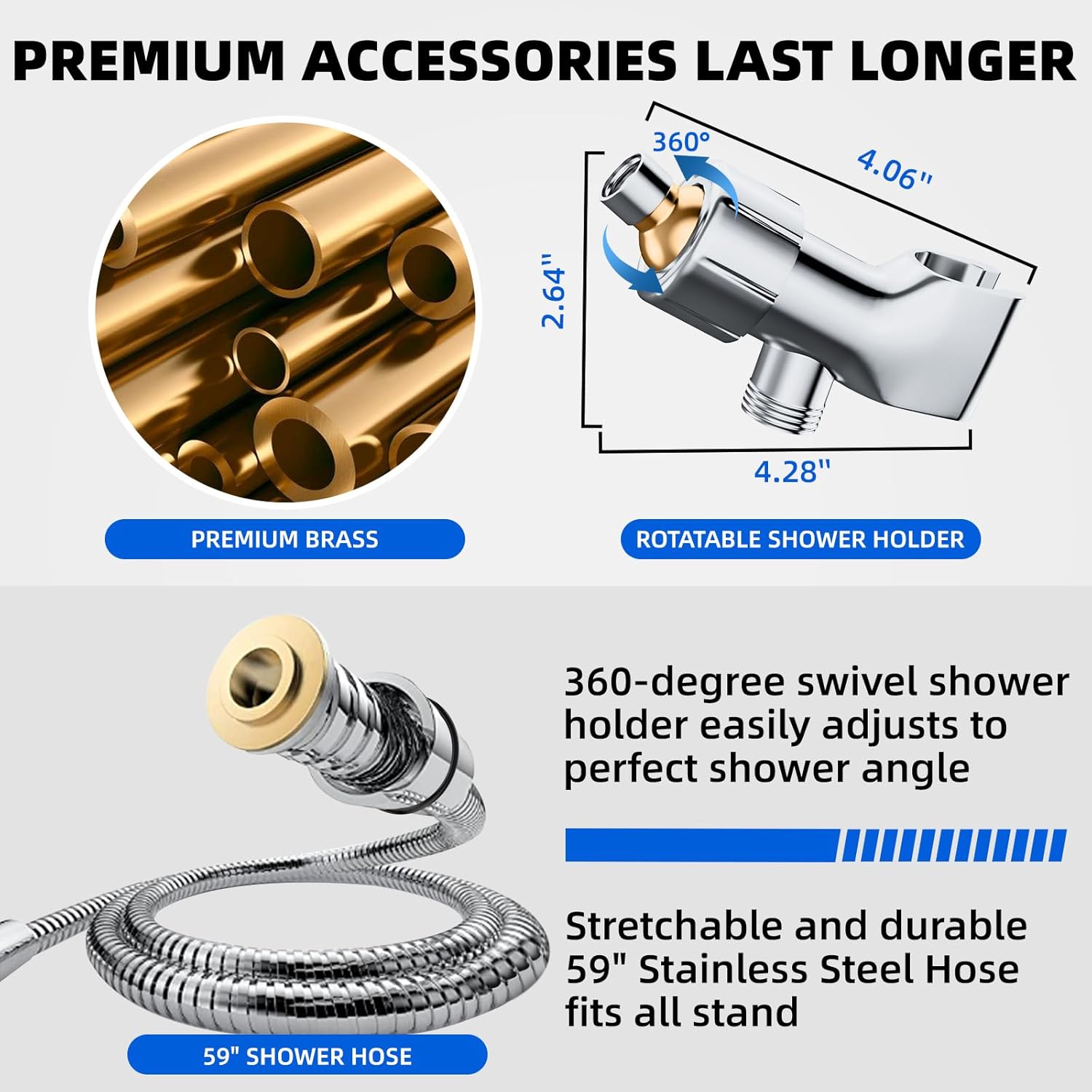 VOXPOA 5 Handheld Shower Head with 10 Spray Settings