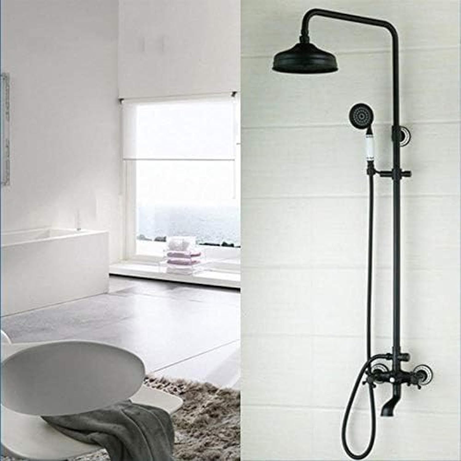 TECKI 8 Inch Oil Rubbed Bronze Bath Shower Trim Set