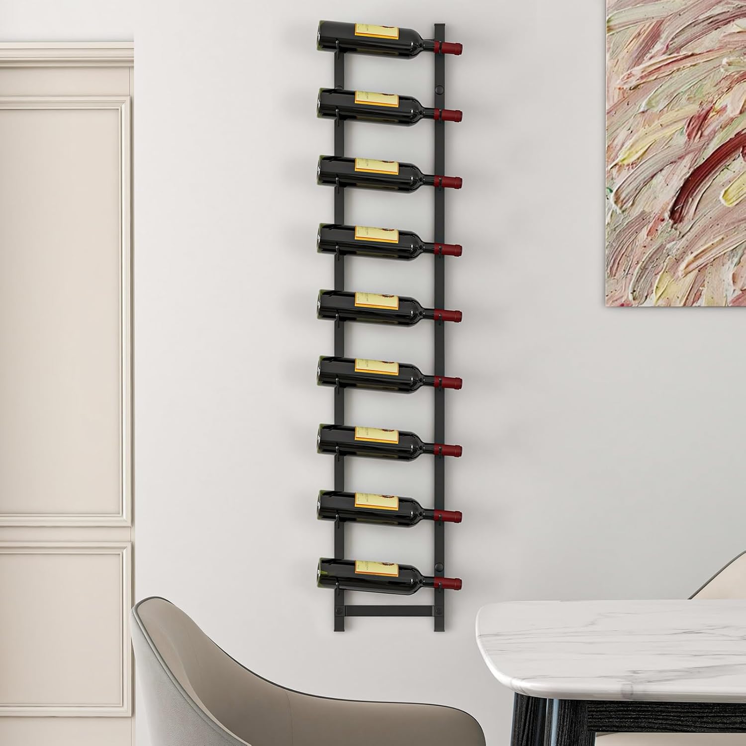 GOFLAME Wall Mounted Wine Rack for 9 Bottles
