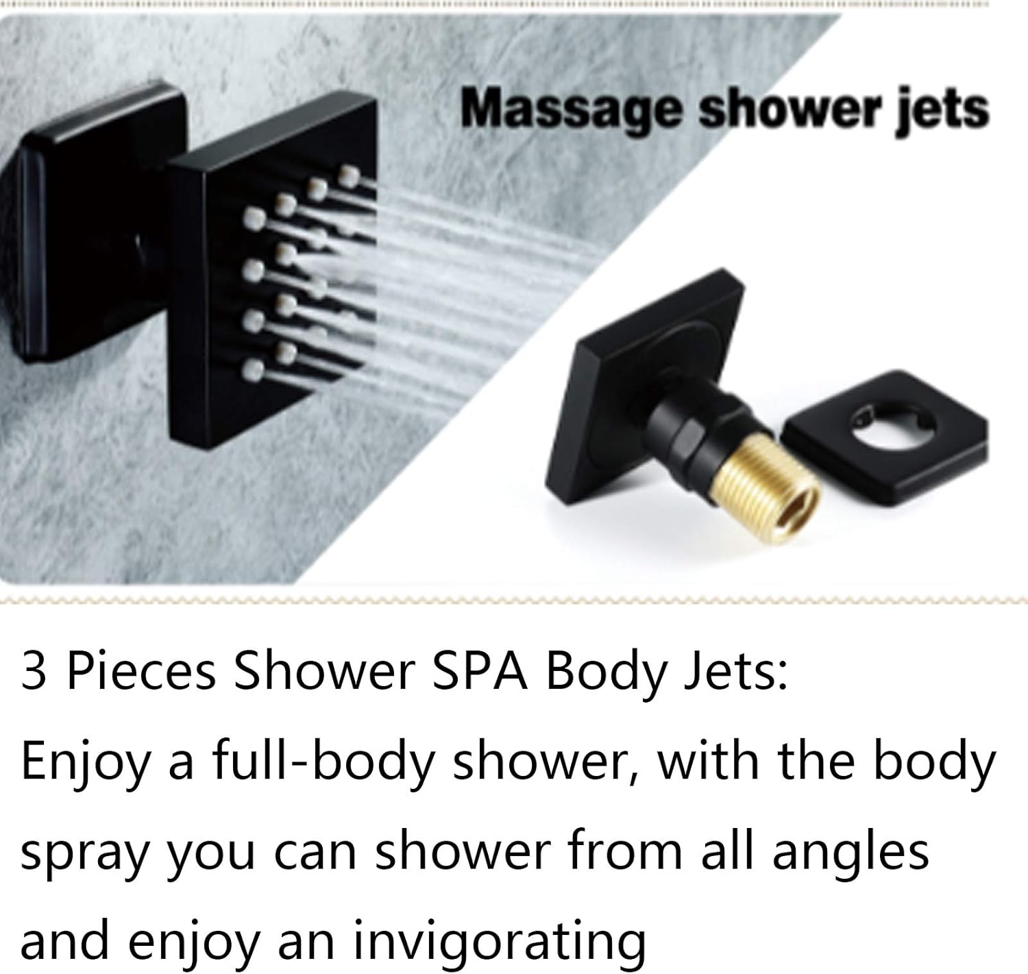 Black Rain Shower System with Body Jets and Handheld