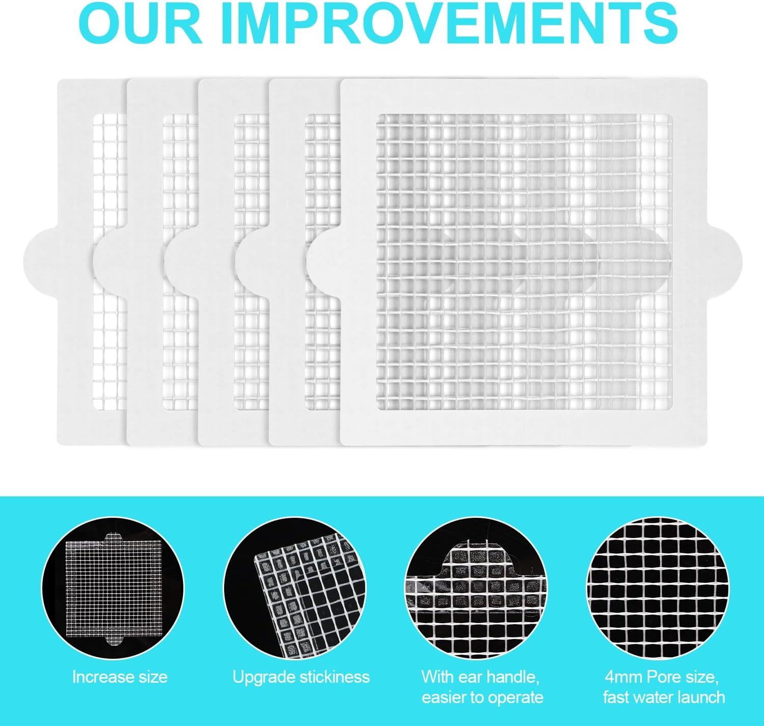 25pcs Shower Hair Catcher Mesh Sticker for Drain Cover
