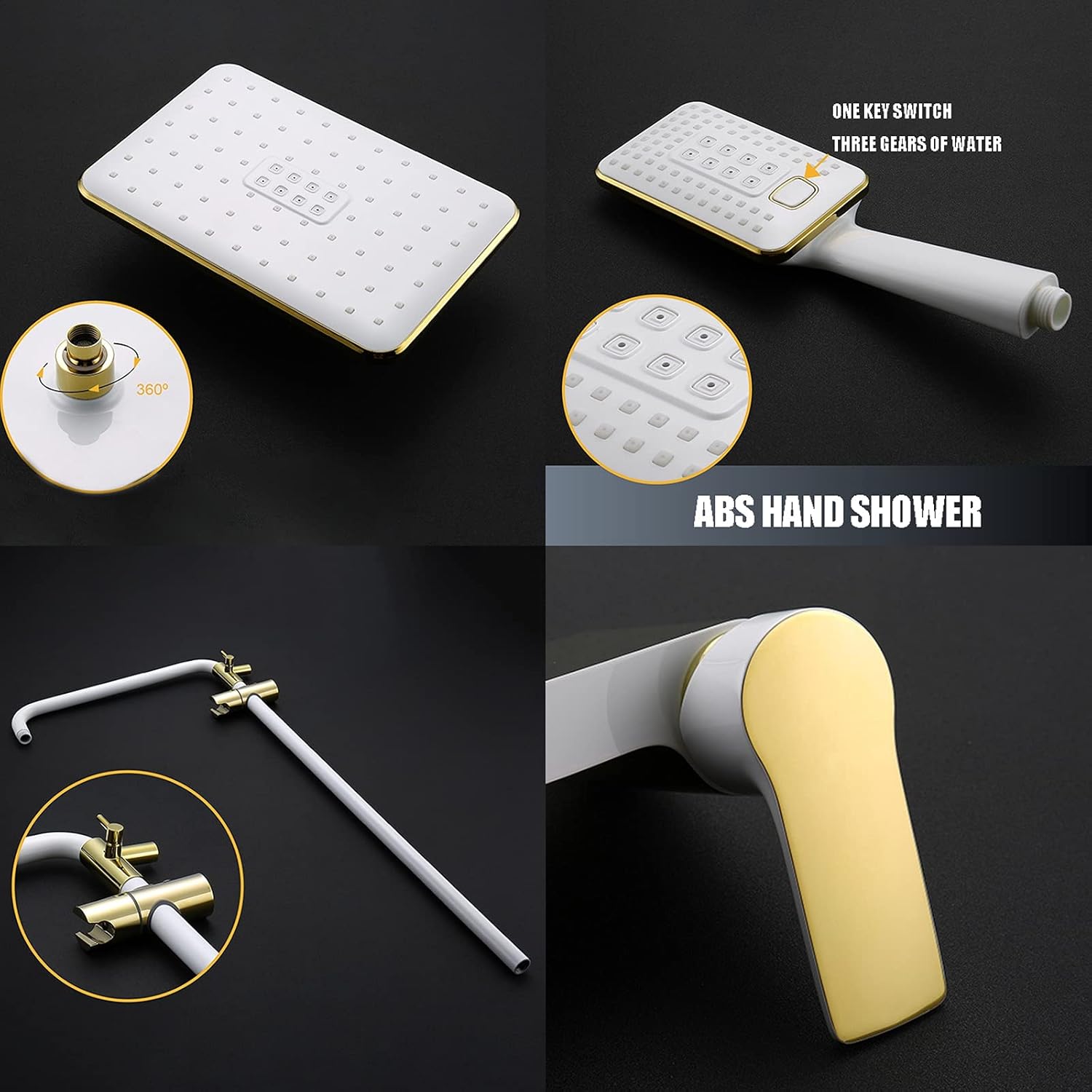 White Waterfall Shower System with Handheld Combo Set