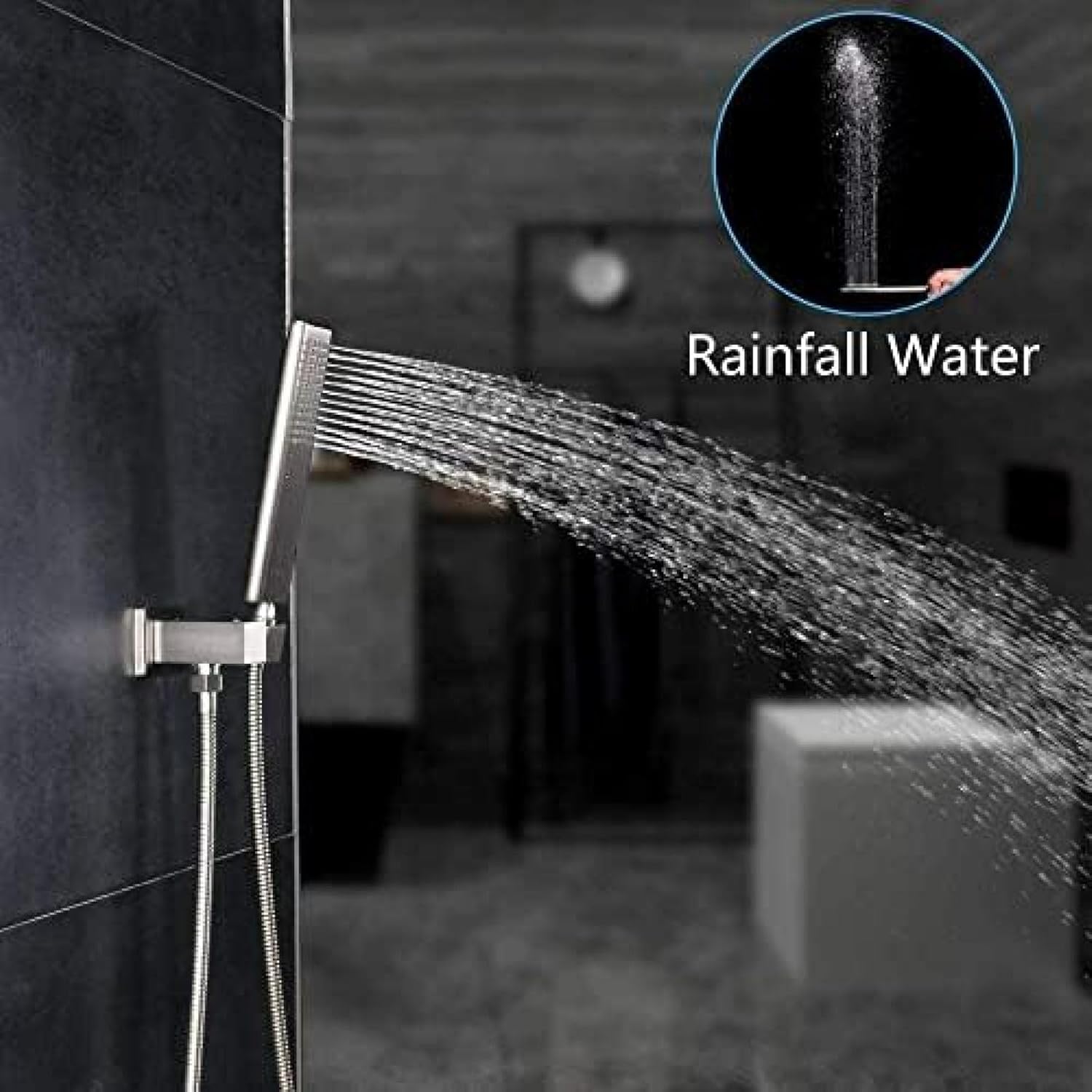 TECKI 12 Inch Brushed Nickel Shower Faucet Set with LED Light