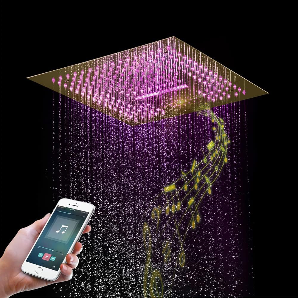 Bluetooth Music Shower Faucet Set with LED Light and 40 Thermostatic Control