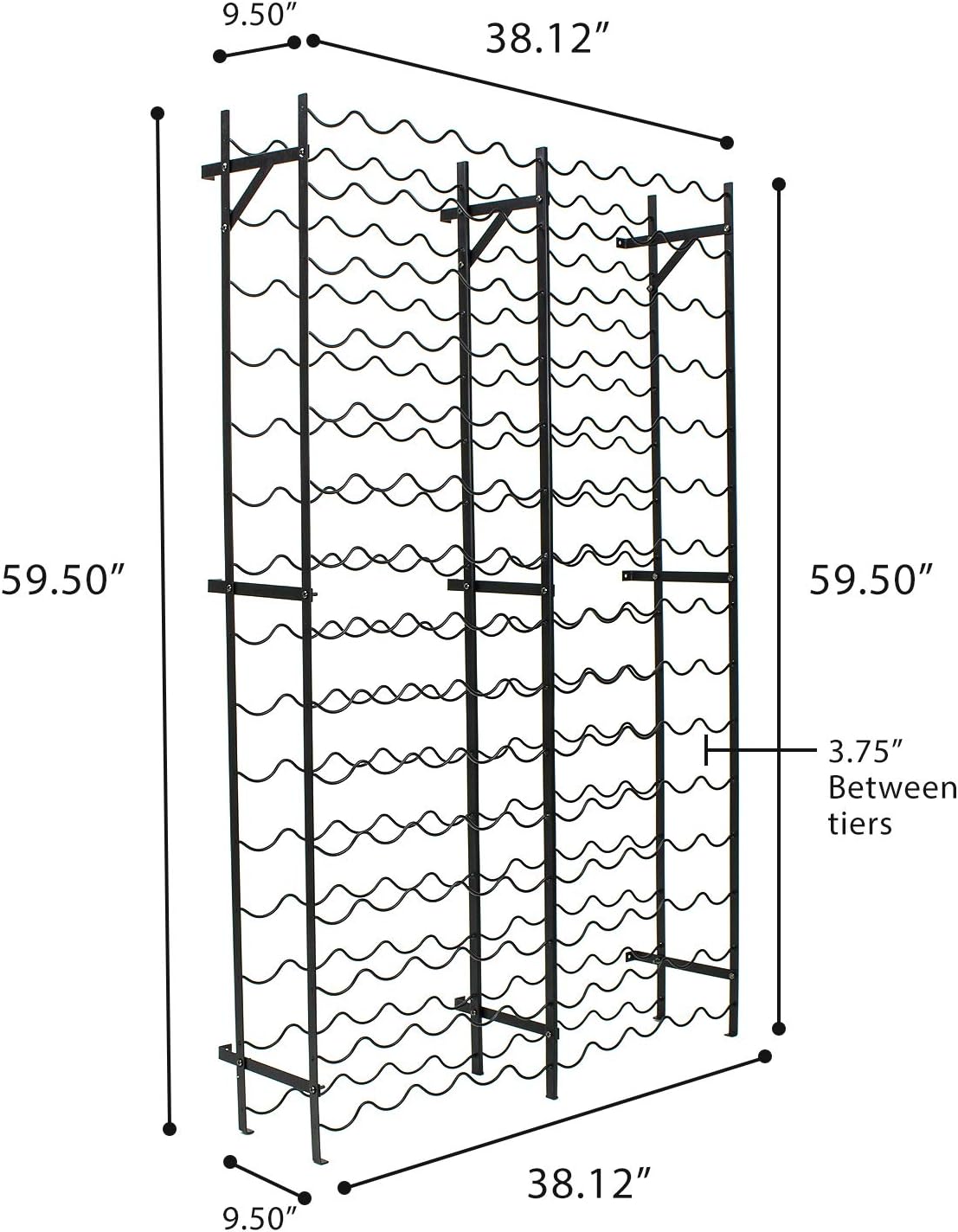 Sorbus 15-Tier Wine Rack - 150 Bottle Capacity