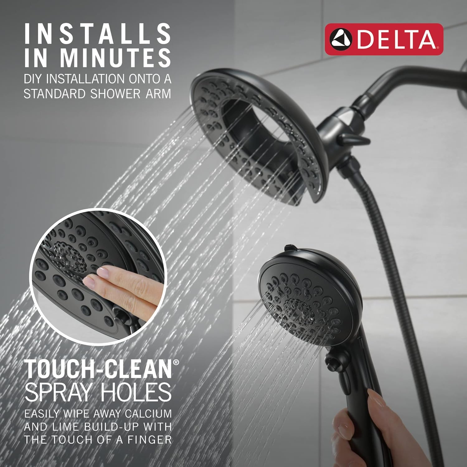 Delta In2ition 2 in 1 Dual Shower Head with Handheld Spray Matte Black