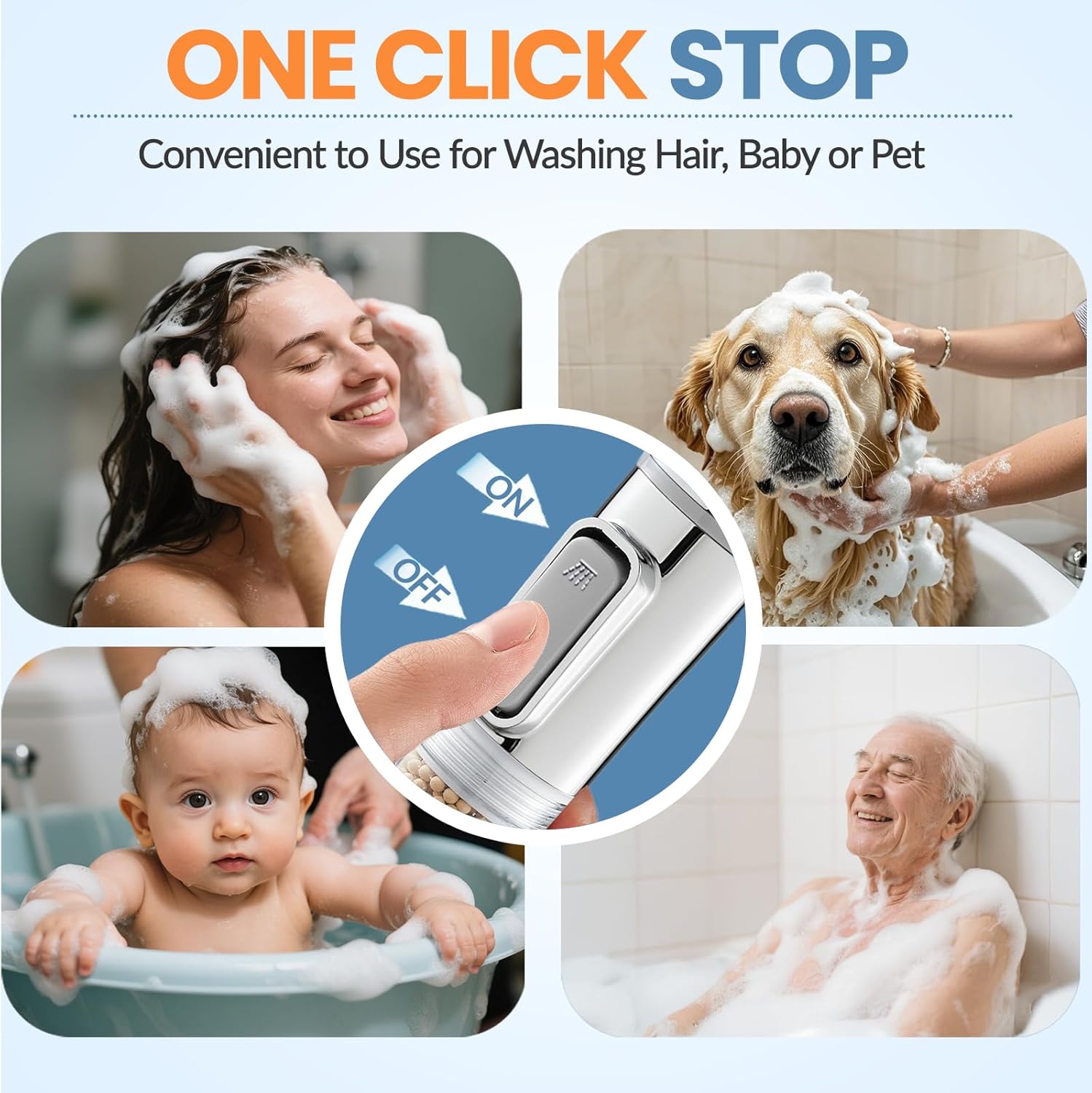 YEEREAD 5 Inch Chrome Shower Head with 5 Spray Modes