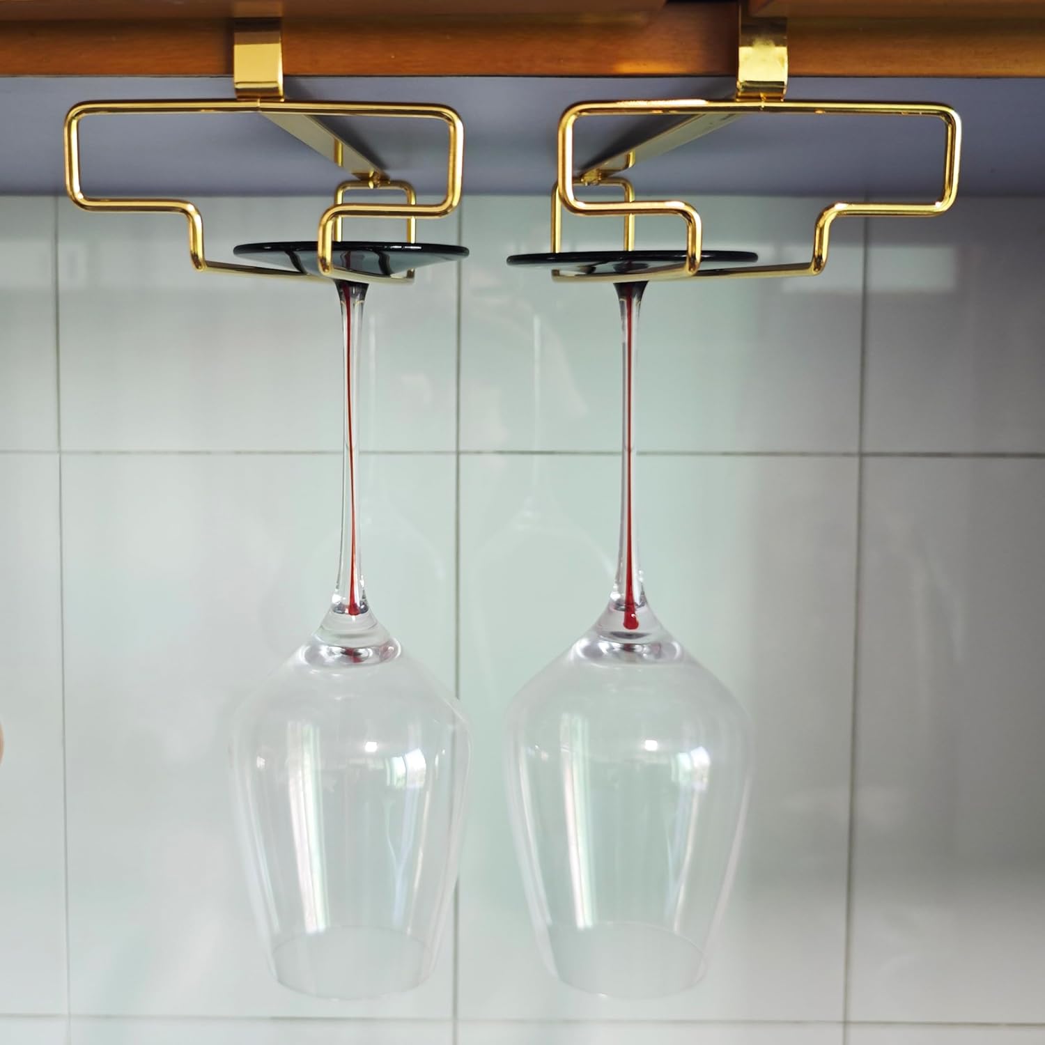 2Pcs Wine Glass Hanger - Quick-Install No-Drill Stemware Organizer