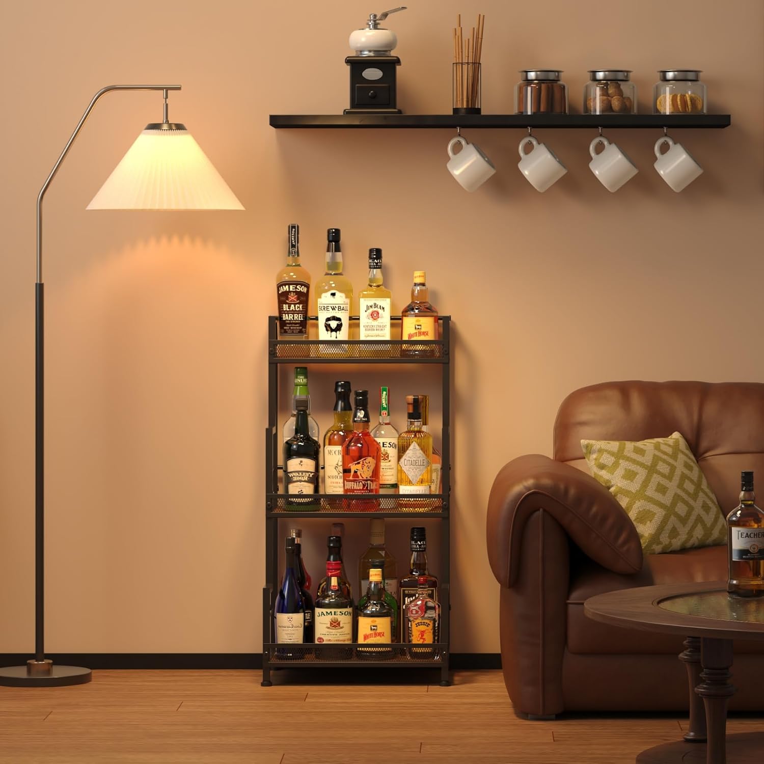 Bliesosfud Upgraded 3 Tier Liquor Stand for Home Bar