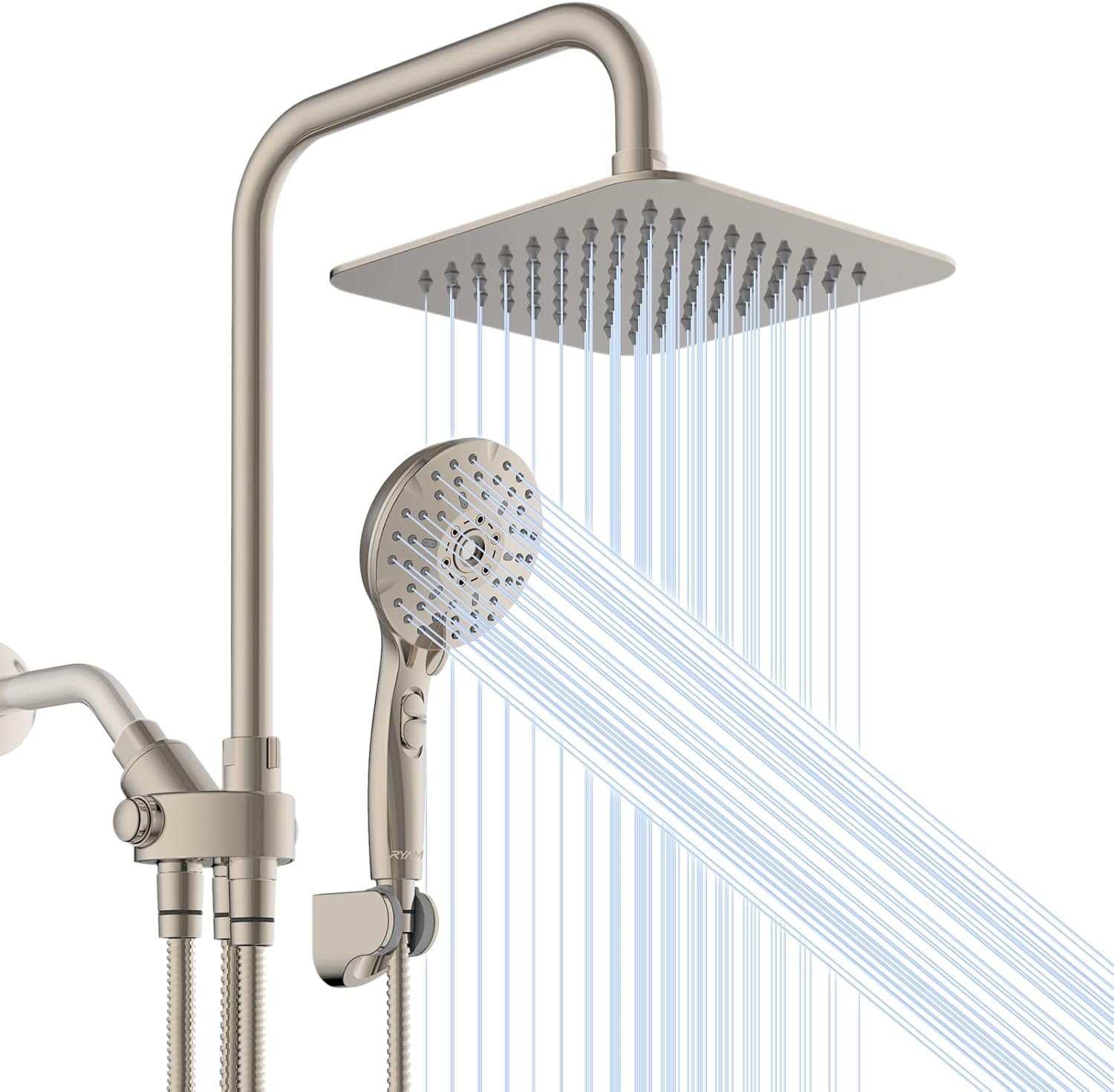 Ryamen Dual Shower Head Combo with 6 Settings and Adjustable Slide Bar 1