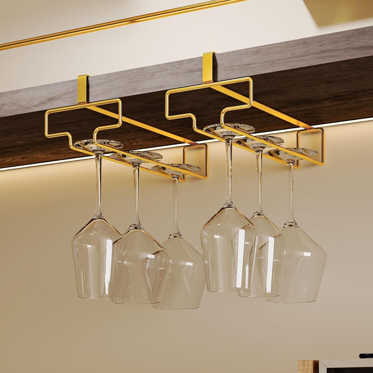 2Pcs Wine Glass Hanger - Quick-Install No-Drill Stemware Organizer