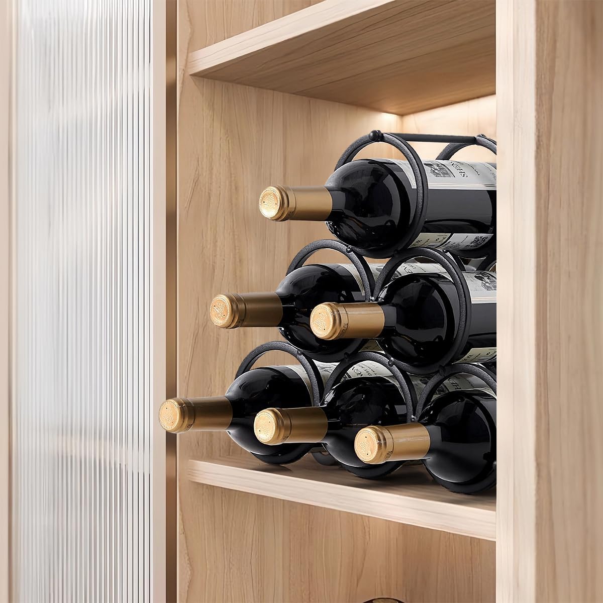 GeLive 6-Bottle Tabletop Wine Rack Frosted Iron