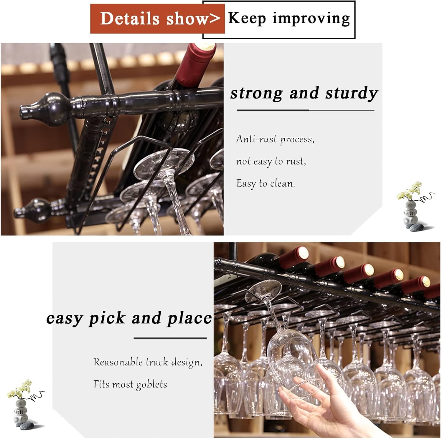 ZJDYDY Wall-Mounted Wine Rack with Adjustable Height