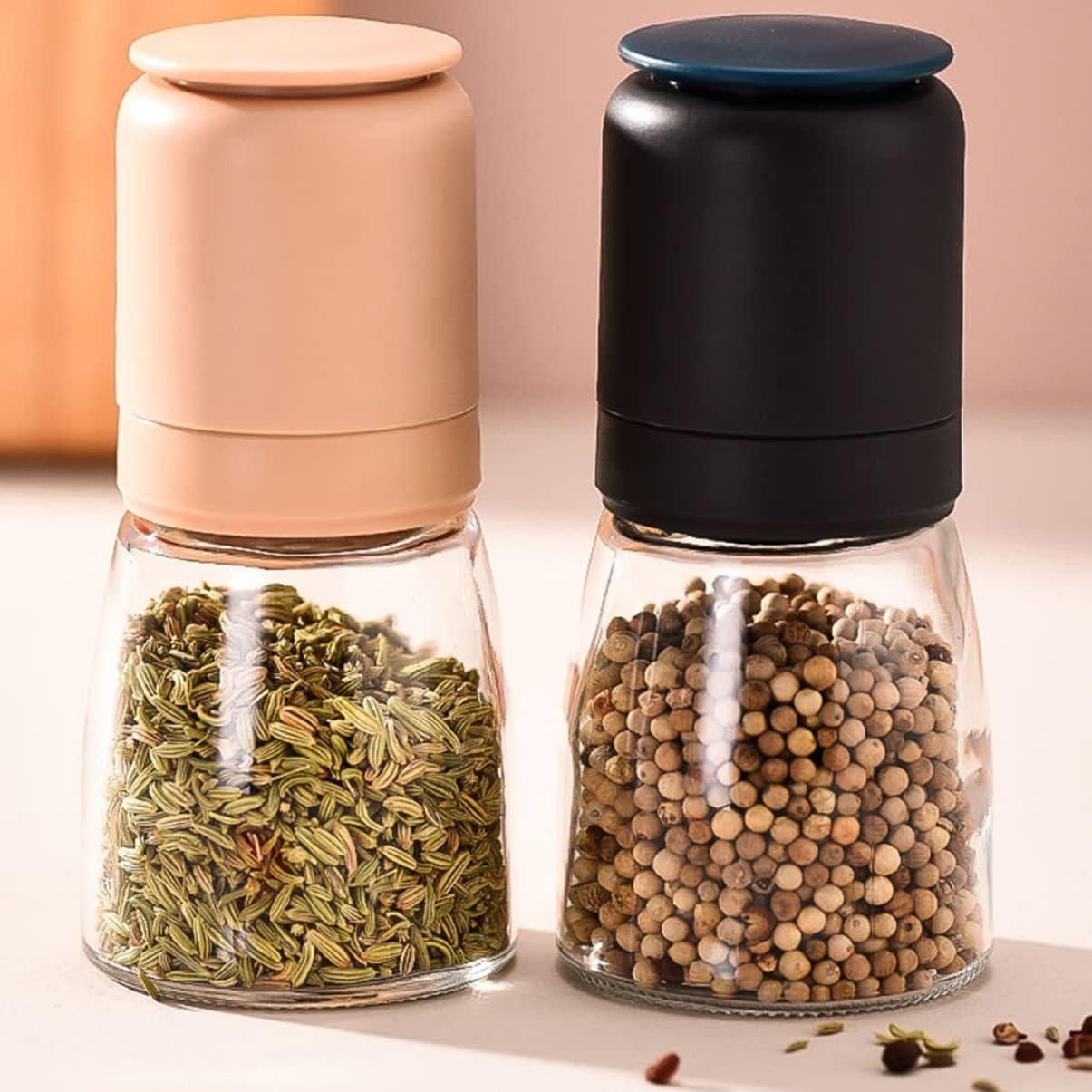 Alipis Salt Pepper Shaker Set with Refillable Glass Bottle