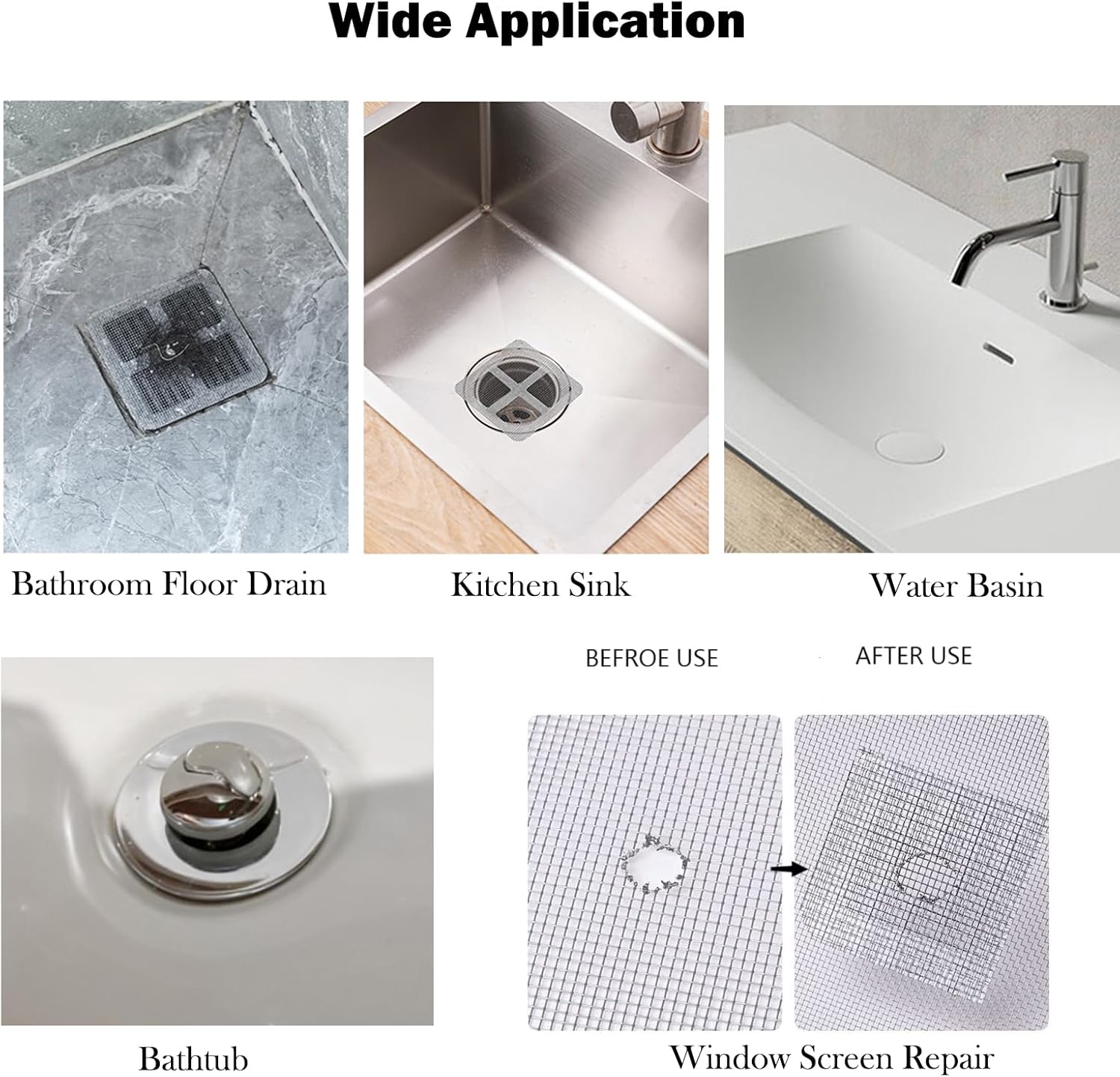 BOYYOEE Disposable Drain Hair Catcher 4x4 Inch 30 PCS Pack