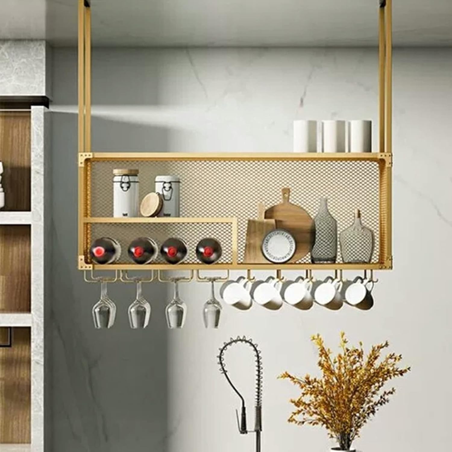 ZJDYDY Floating Wine Rack Wall-Mounted Ceiling Holder
