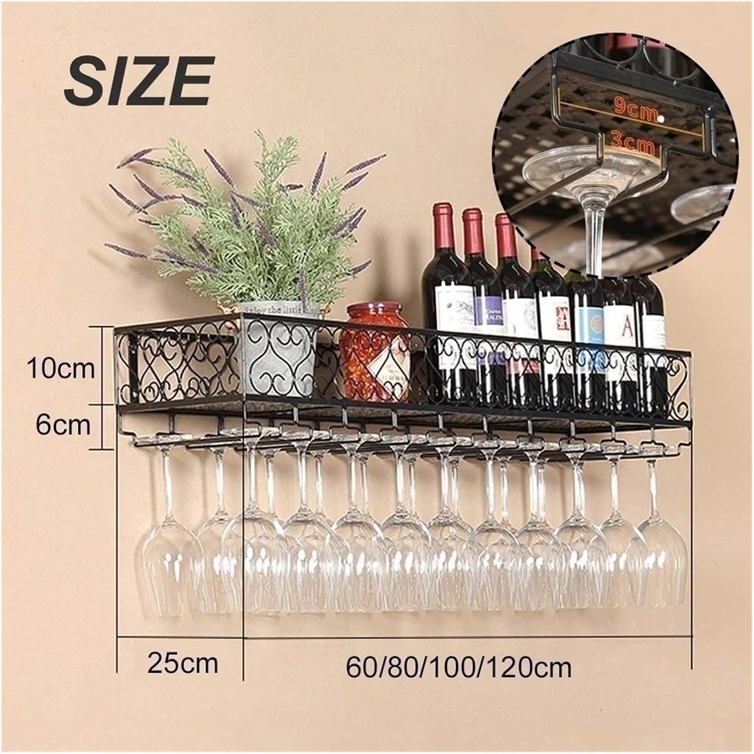 ALDEPO Wall-Mounted Wine Racks Black Industrial Retro Design