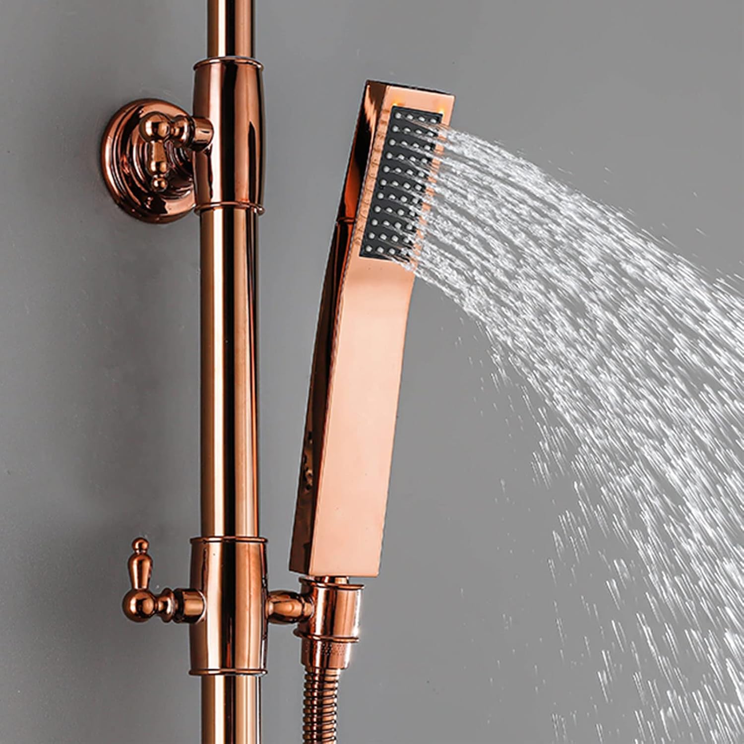 Rose Gold Exposed Shower Faucet Set with Handheld and Bidet