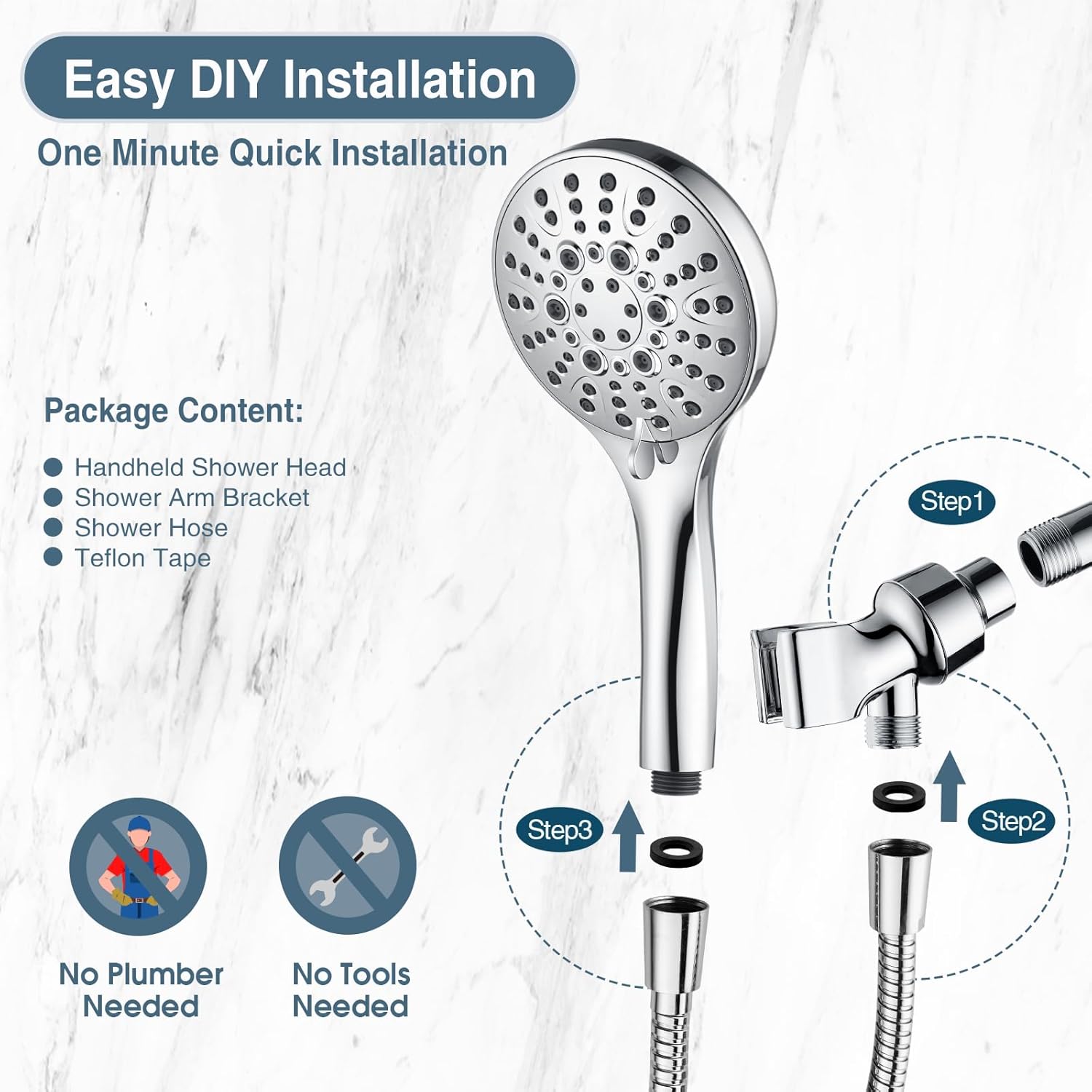Bright Showers Handheld Showerhead with 9 Spray Settings 1