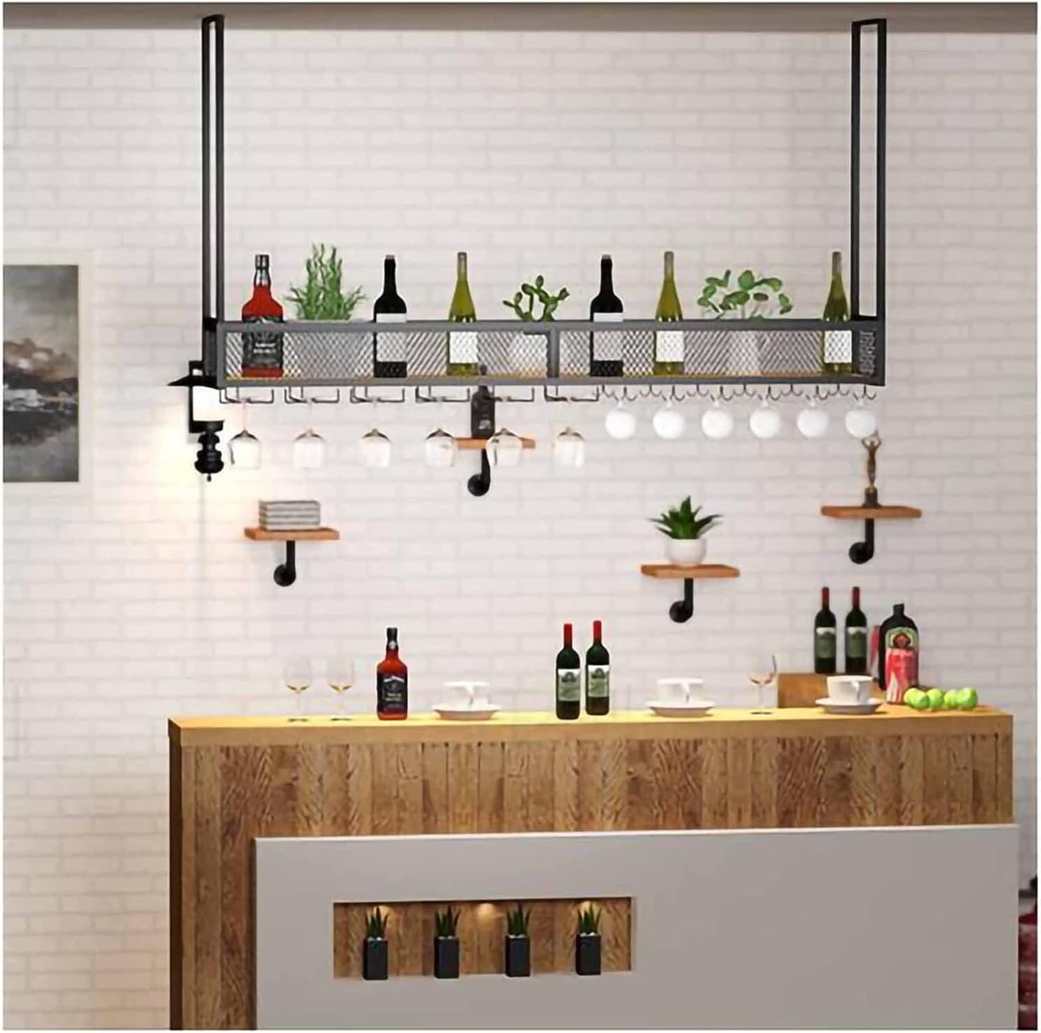 ZJDYDY Wall-Mounted Wine Rack with Glass Holder 1
