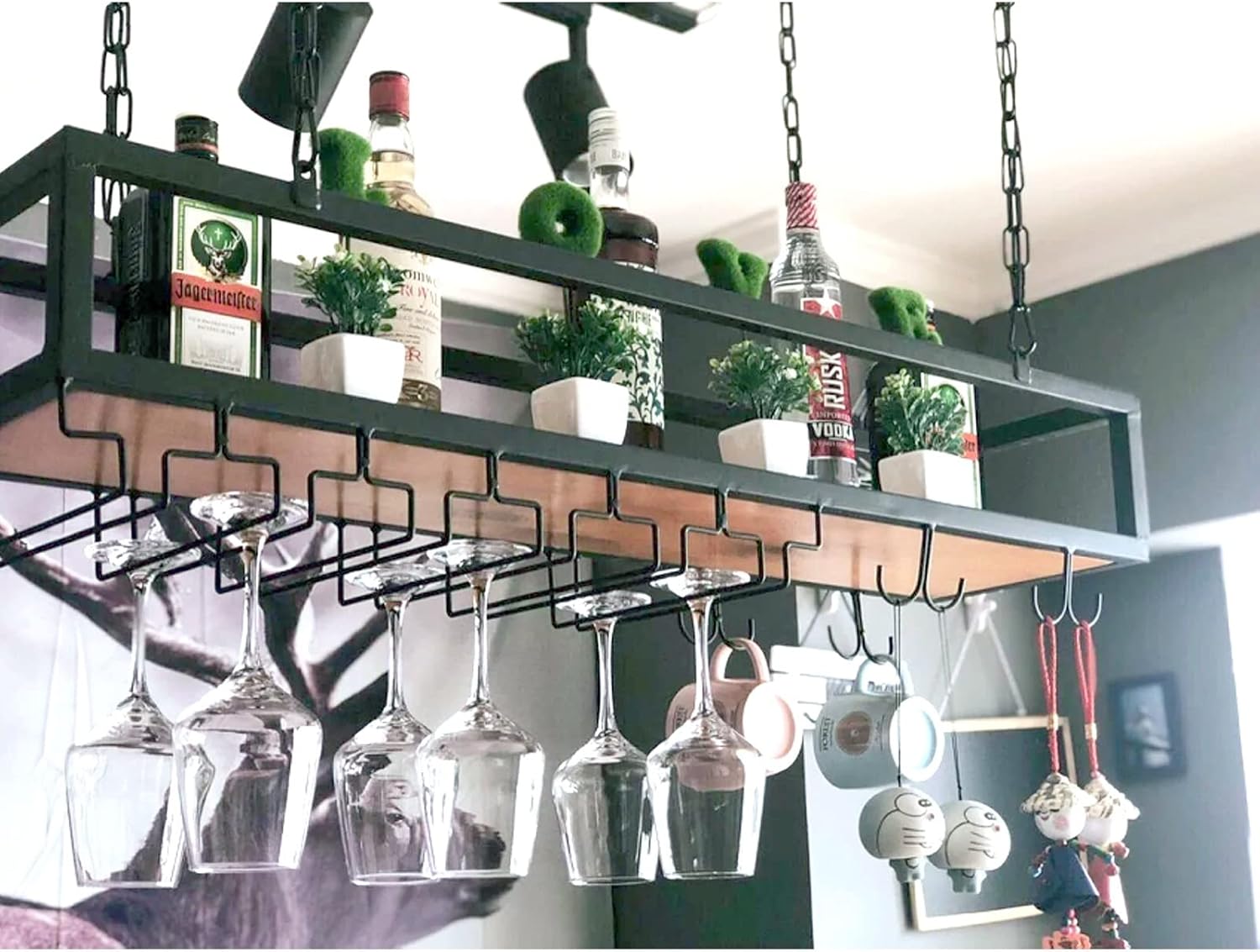 ZJDYDY Wall-Mounted Wine Glass Rack with Adjustable Height