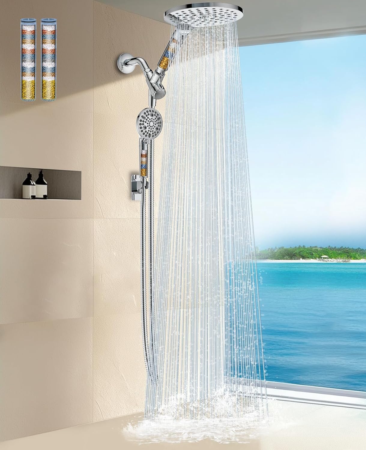 MakeFit Dual Filtered Shower Head Combo Set