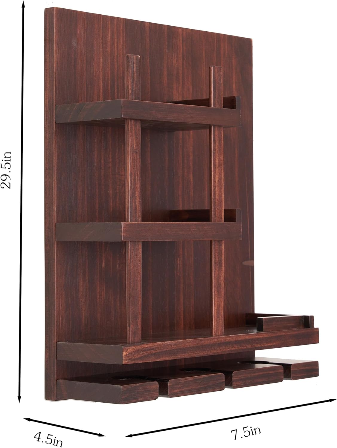 Wall-Mounted Wine Rack with Cup Holder and 4 Bottle Capacity