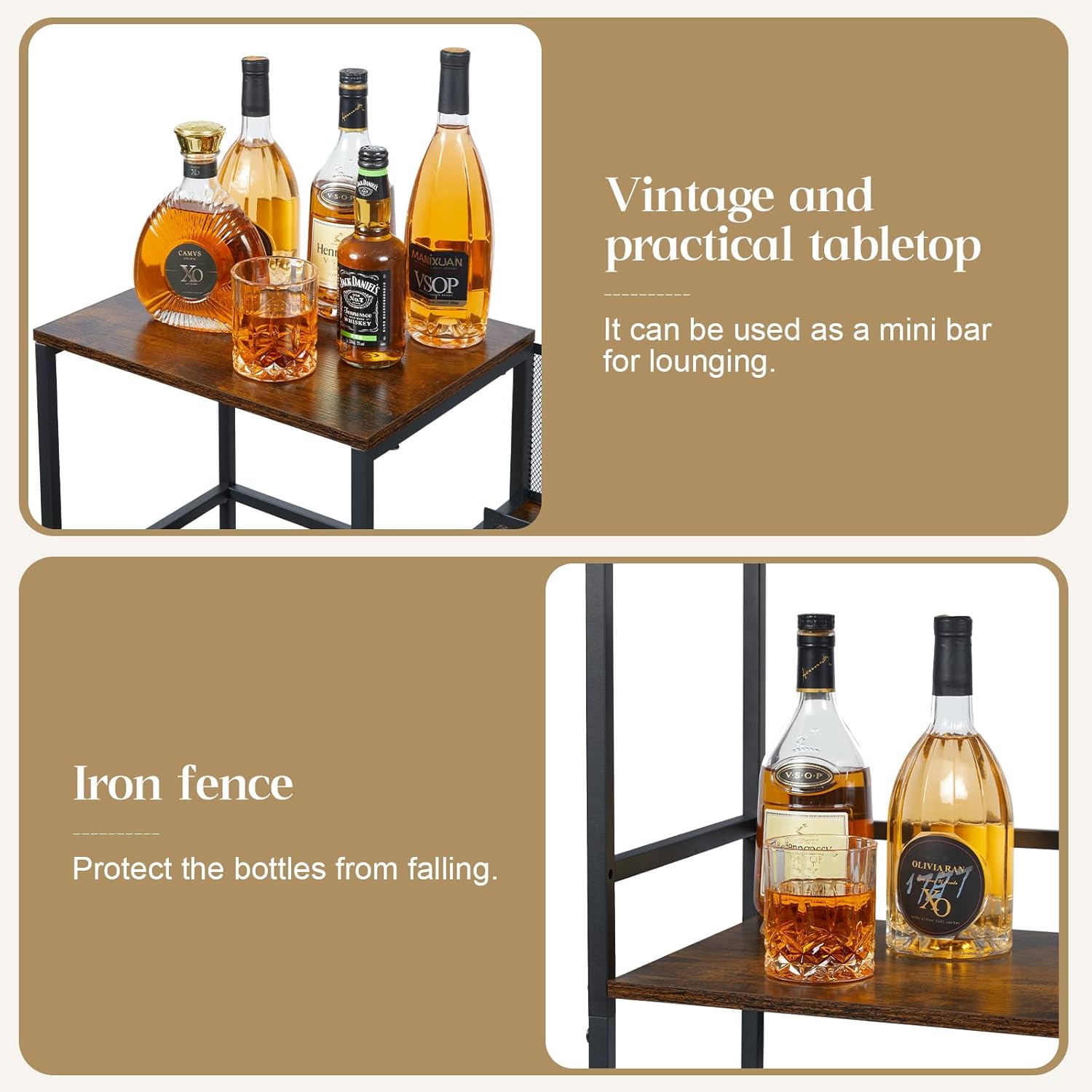 Hayexiha 3-Tier Freestanding Wine Liquor Rack Cabinet