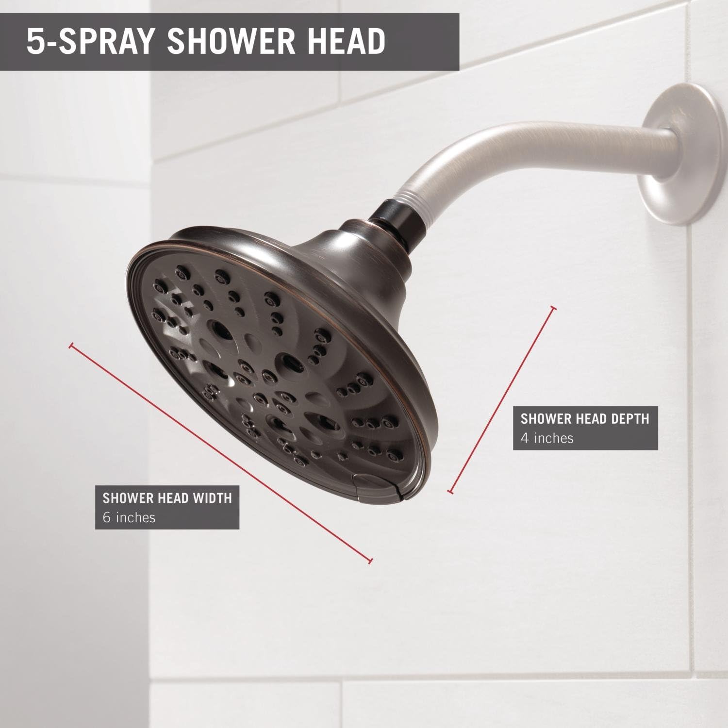 Delta Faucet 52669-RB H2Okinetic 5-Setting Raincan Shower Head