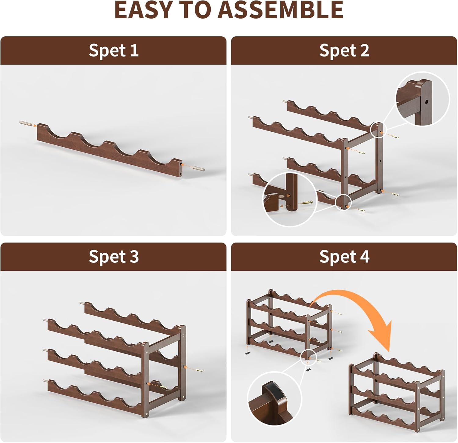 CAMOAT 3-Tier Bamboo Wine Rack Organizer