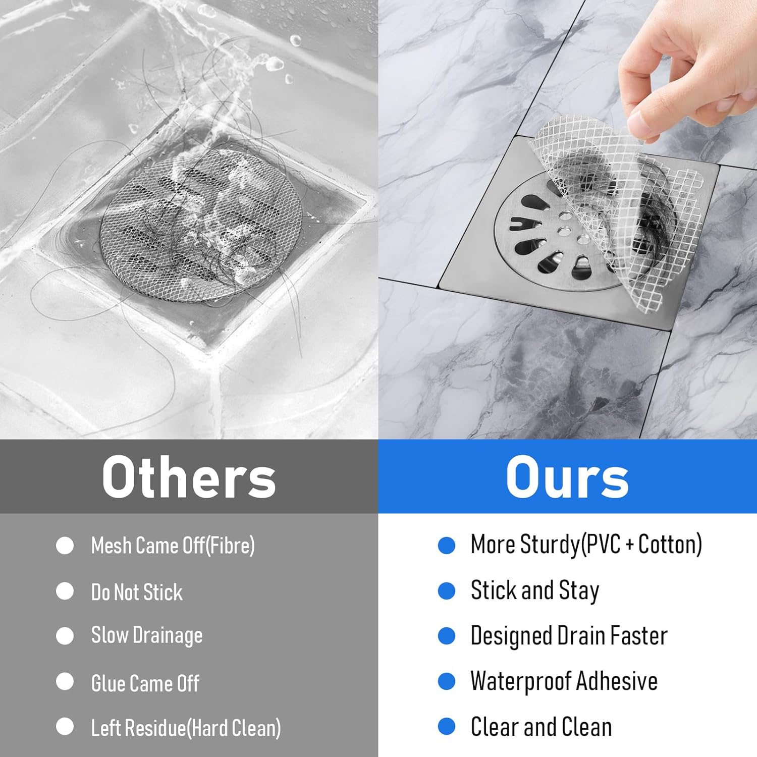 20 Pack Disposable Drain Hair Catcher Stickers