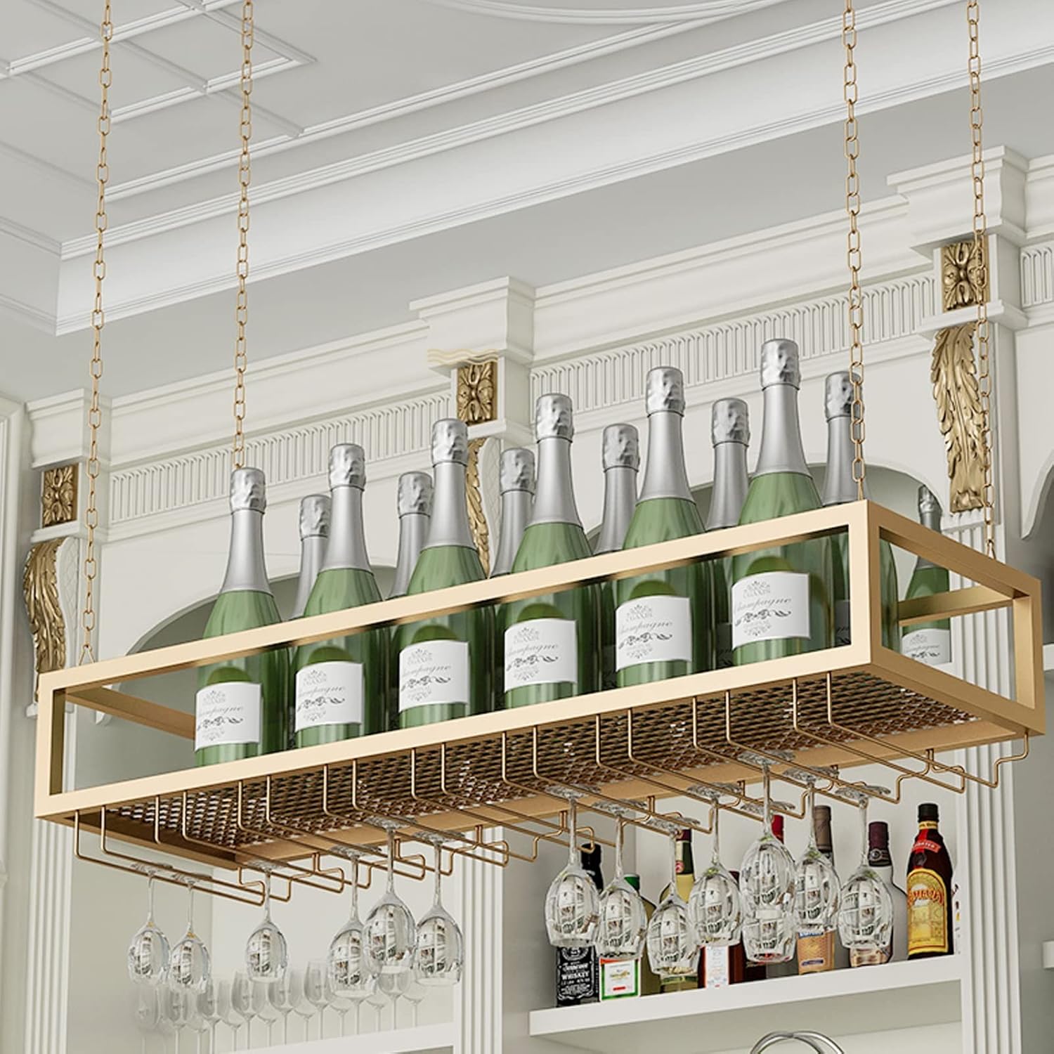 ZJDYDY Wall-Mounted Wine Rack with Goblet Holder 1