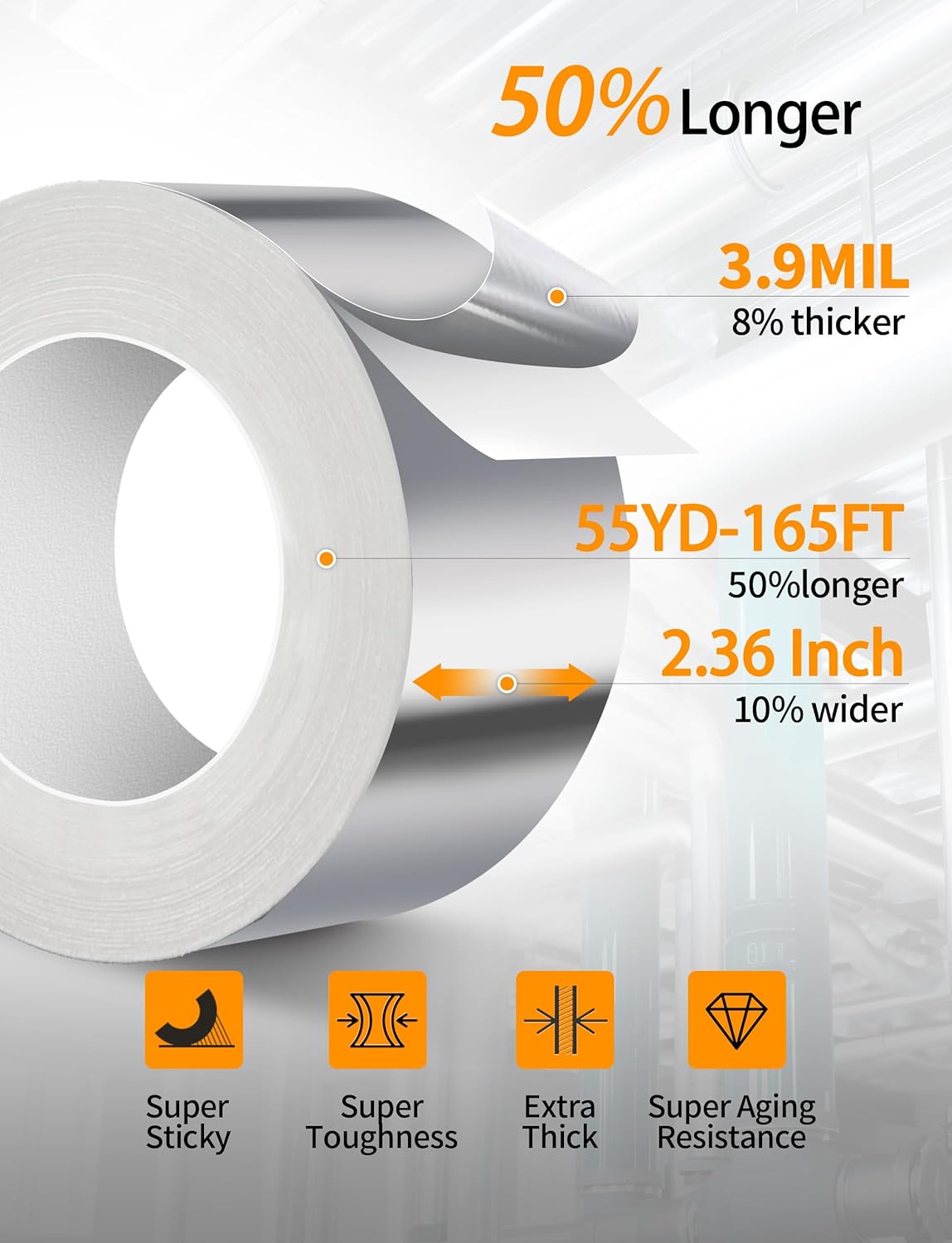 DuraTape Aluminum Foil Duct Tape 39mil 55Yards