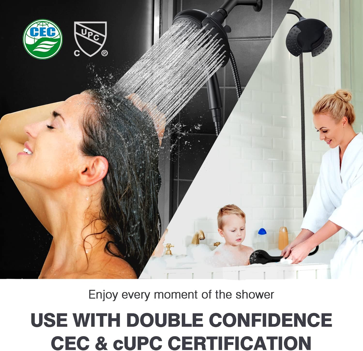 INAVAMZ 2-IN-1 Handheld Shower Head Combo with 60 Hose