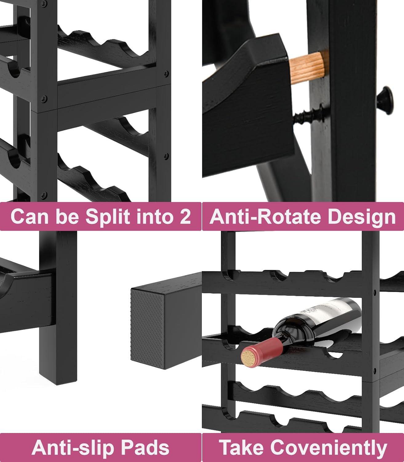 MOGELAFOO 6 Tier Bamboo Wine Rack 24 Bottles