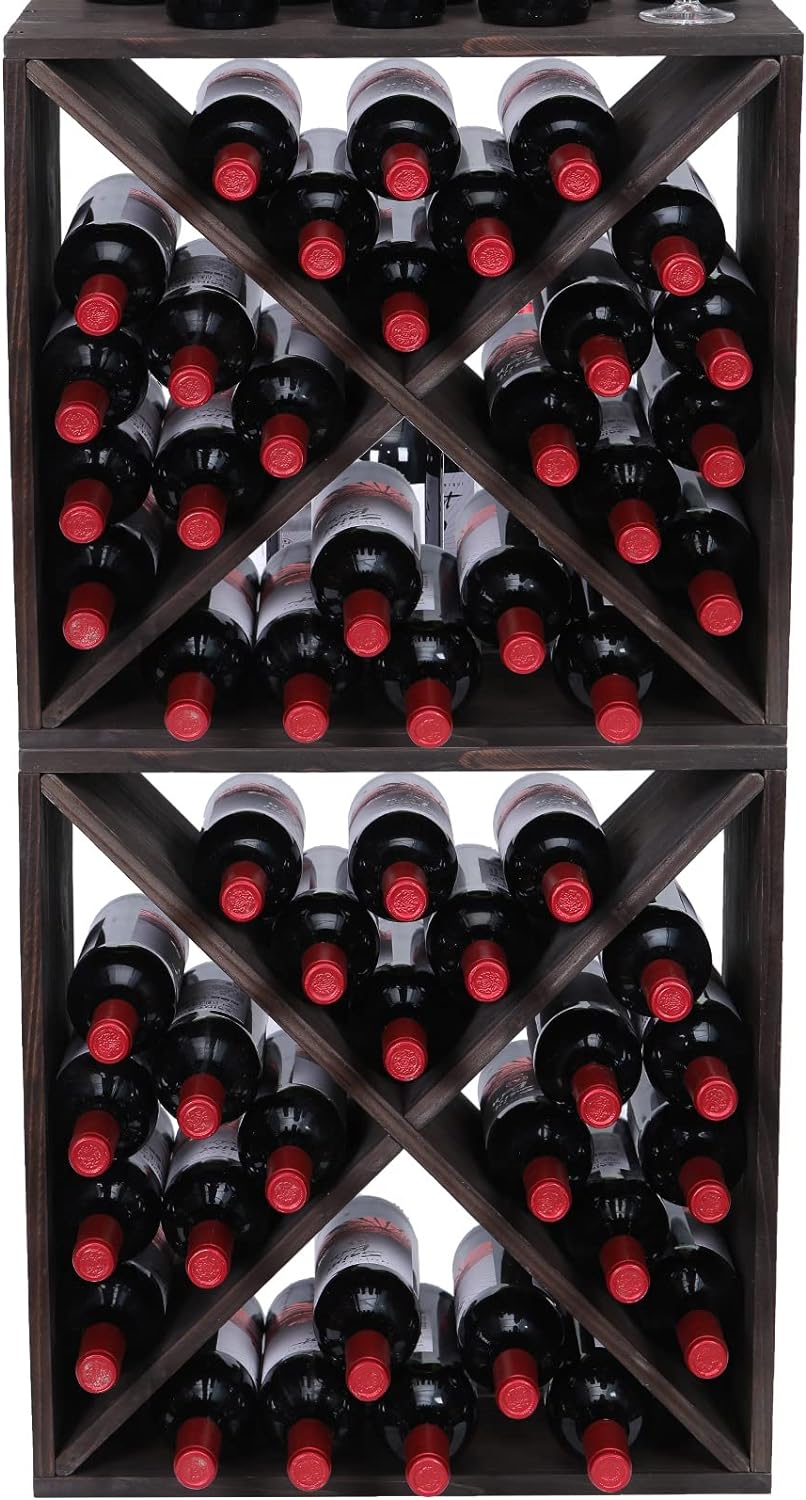 FDHUIJIA 48-Bottle Solid Wood Wine Rack
