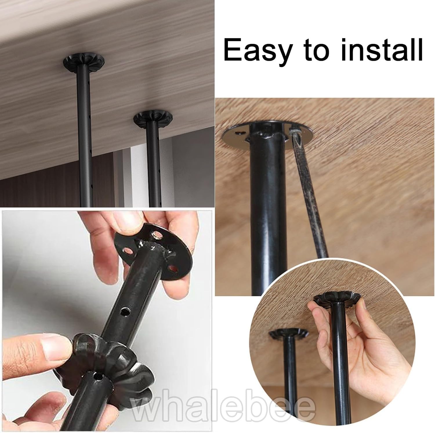 Whalebee Wall-Mounted Wine Glass Rack - 7 Sizes Black Gold