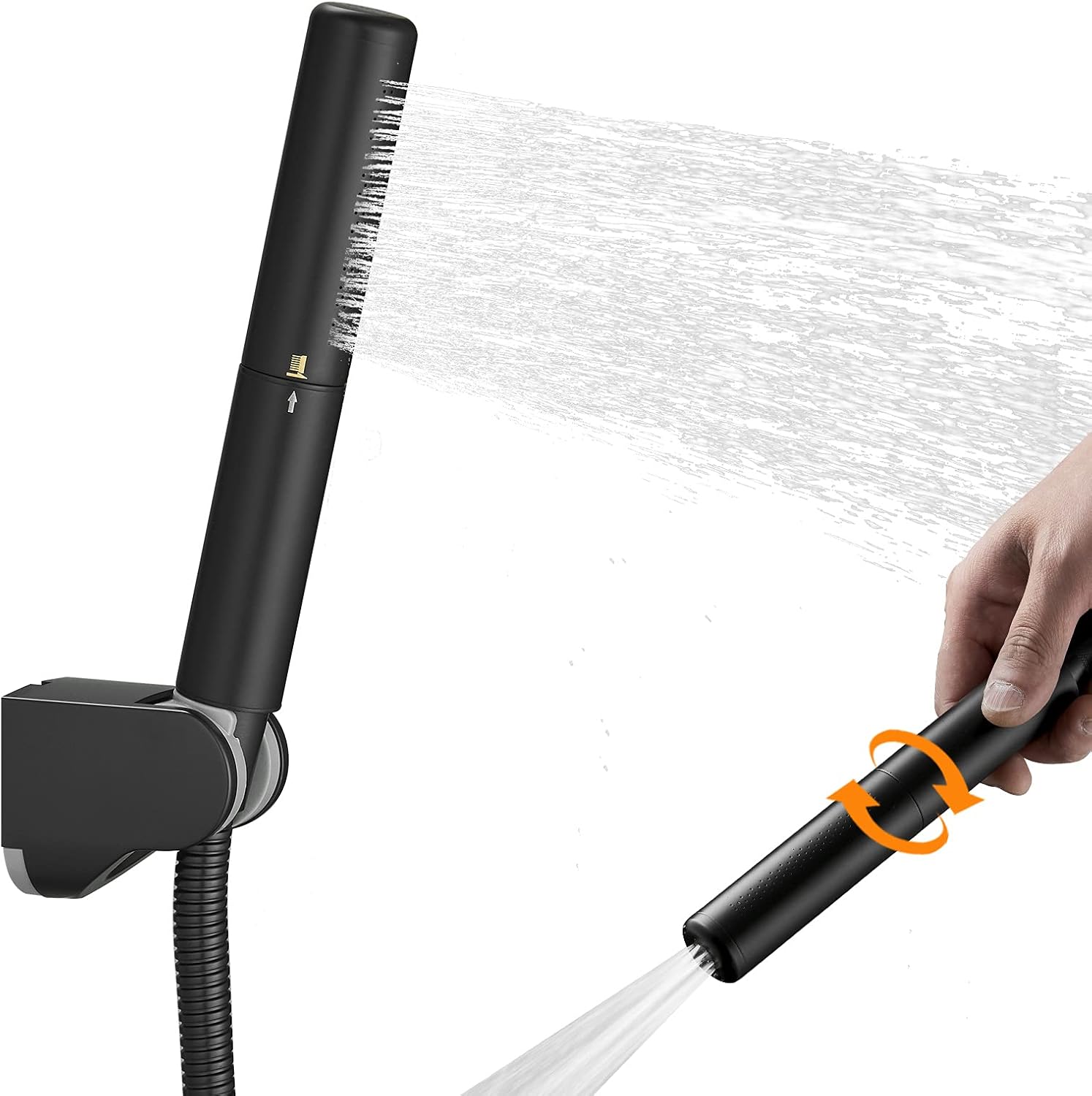BESy Black Brass Handheld Shower Head 2 In 1 Set