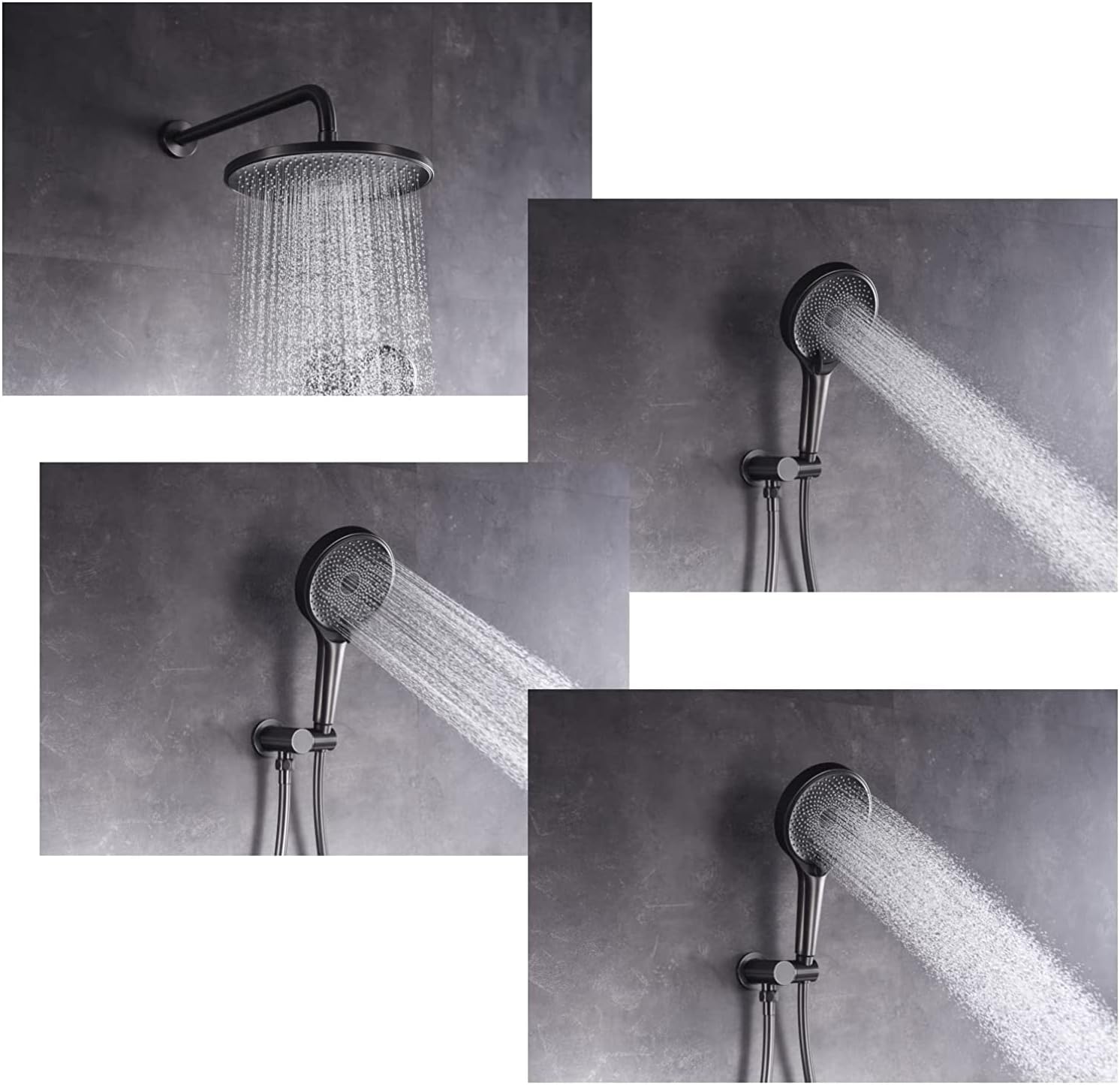 White Wall Mounted Shower System with Rain and Handheld Heads 1