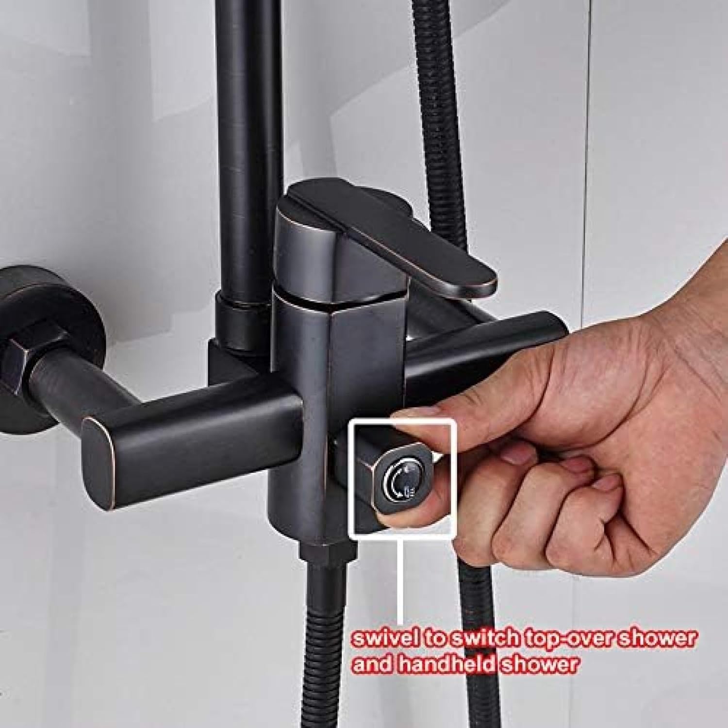 TECKI Shower Faucet Set with LED Rainfall Head and Handheld Tap
